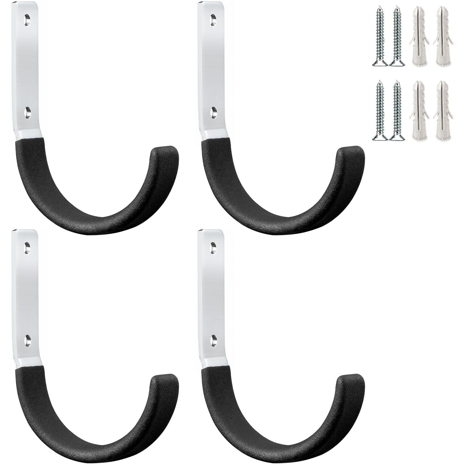 Geewatom Heavy Duty Steel Garage Hooks,Garage Storage Utility Hooks,Heavy Duty Garage Tool Organizer,Steel Wall Mount Hooks, Hose Hanger, Small Garden U Hooks (Black 4 Pack)