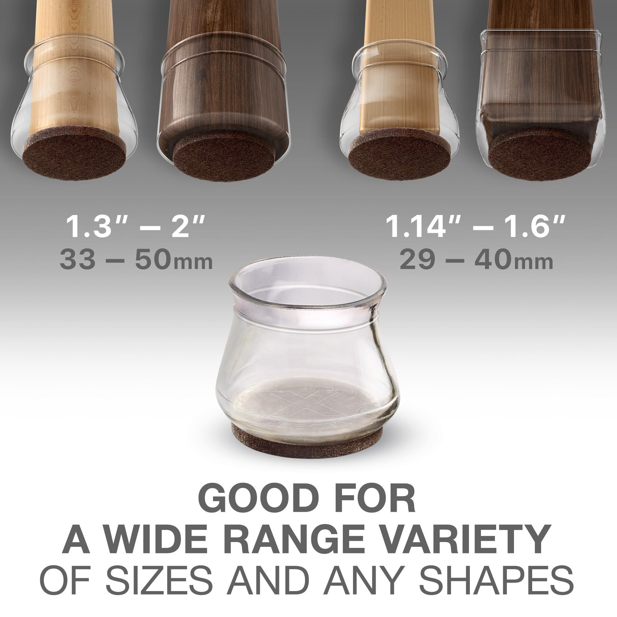X-Protector 24 Pcs Chair Leg Floor Protectors For Hardwood Floors - Floor Protectors For Chairs - Silicone Chair Leg Floor Protectors - Chair Leg Caps - Furniture Pads (Fit 1.3"" - 2"")
