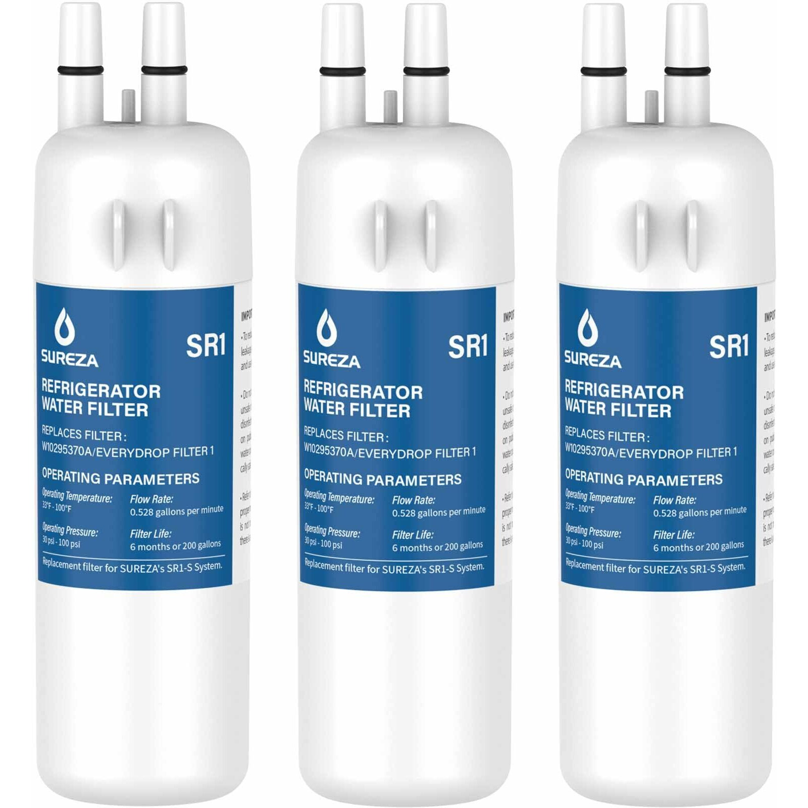 Refrigerator Water Filter Compatible With Everydrop Filter 1, Edr1Rxd1, W10295370A, Whr1Rxd1, P8Rfwb2L, W10295370, Edr1Rxd1B, P4Rfwb, Kenmore 46-9081, 46-9930, 3Pack