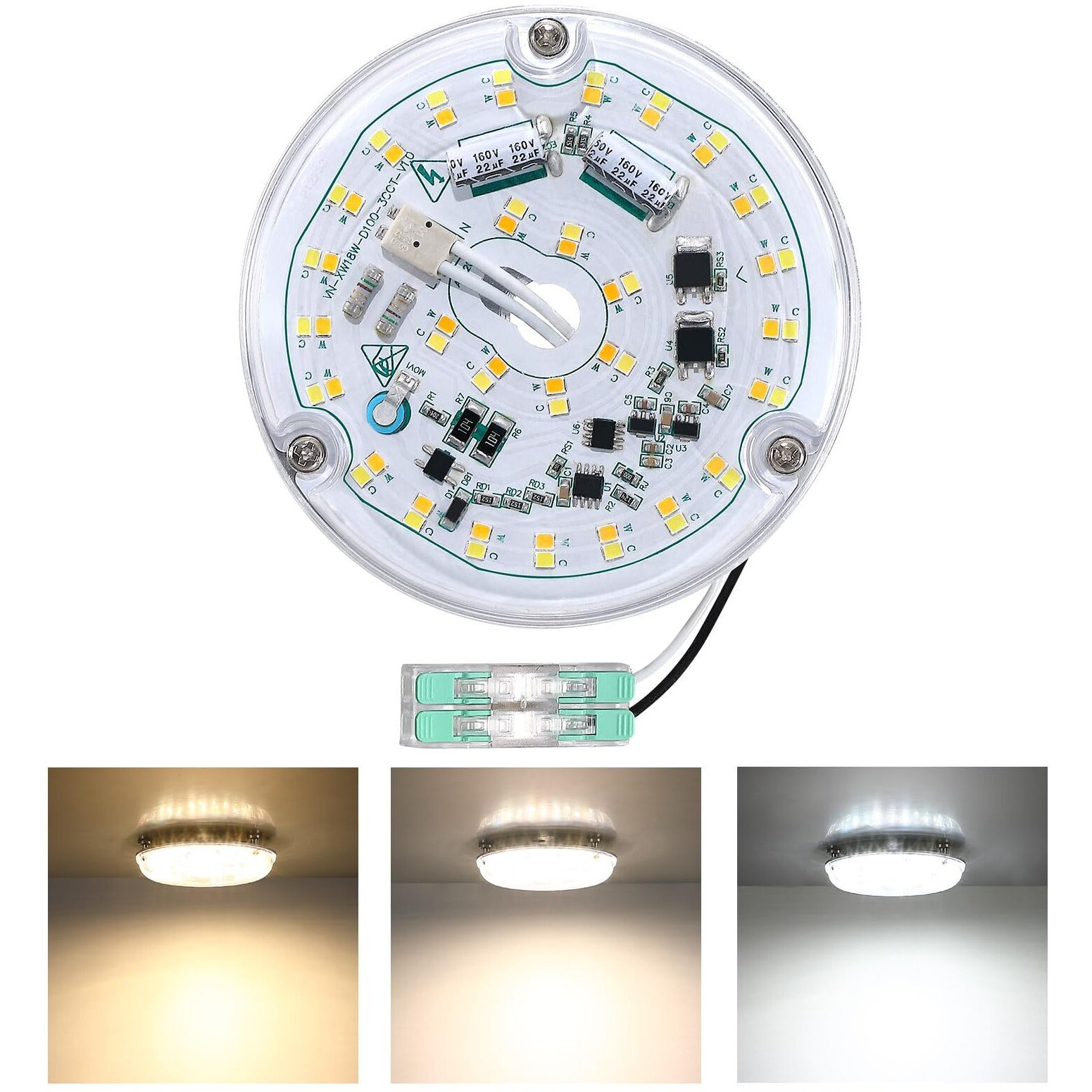 4 Inch Ceiling Fan Led Light Replacement, 18W 2200Lm 3000K 4500K 6000K Led Ceiling Fan Light Kit, Round Ceiling Fan Light Kit Replacement, 120V, Cri90, Dimmable