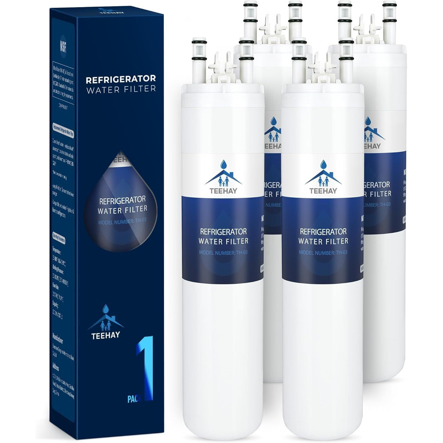 Teehay Ultrawf Water Filter Replacement, Compatible With Frigidaire Ultrawf, Pure Source Ultra, Kenmore 9999, 469999, 46-9999, A0094E28261, Height 11 Inches, 4 Pack (4)