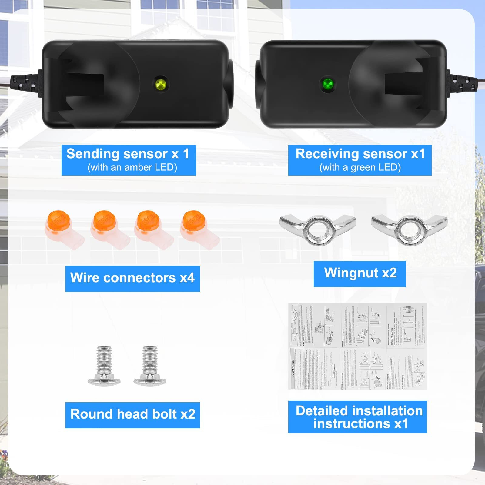 Garage Door Sensor Beam Eyes, Garage Door Safety Sensor Replacement Parts Compatible With Liftmaster/Sears/Craftsman After 1997 (41A5034, 801Cb-P) No Bracket