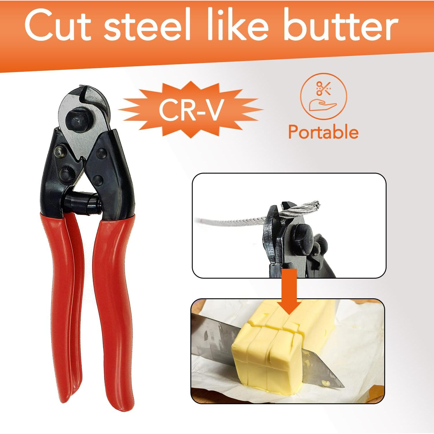 Guanlotion Cable Cutter Wire Cutter Heavy Duty Up To 5/32"" Stainless Steel Aircraft Wire Rope For Decking Railing Fencing Bike Bicycle Brake Cutter Diy Projects