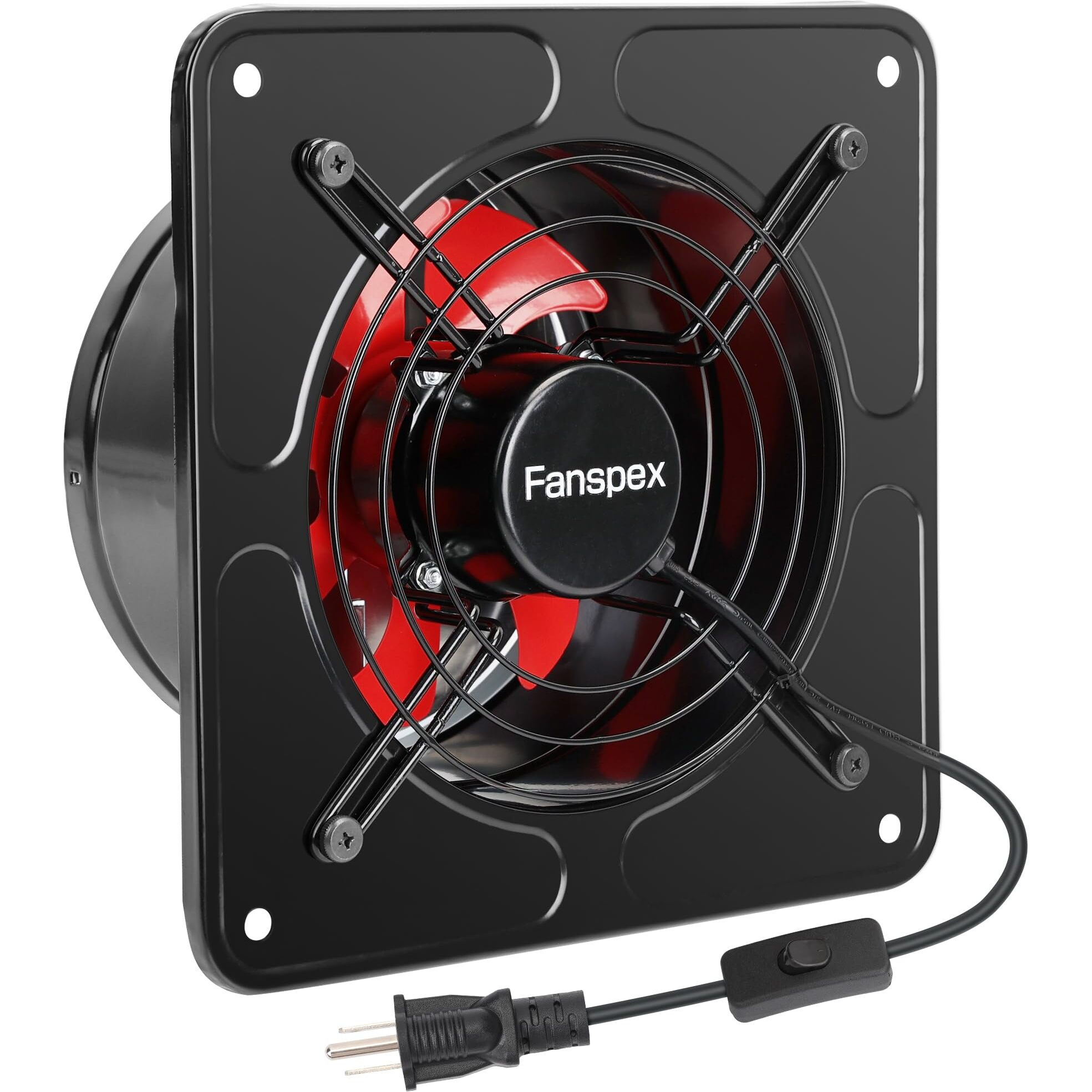 Fanspex 10"" Exhaust Fan For Kitchen, Wall Mount Household Ventilation Fans For Workshop Attic Garage Shed Greenhouse Barn, 62W Low Consumption, High Velocity 1260 M/H (741 Cfm) Air-Volume