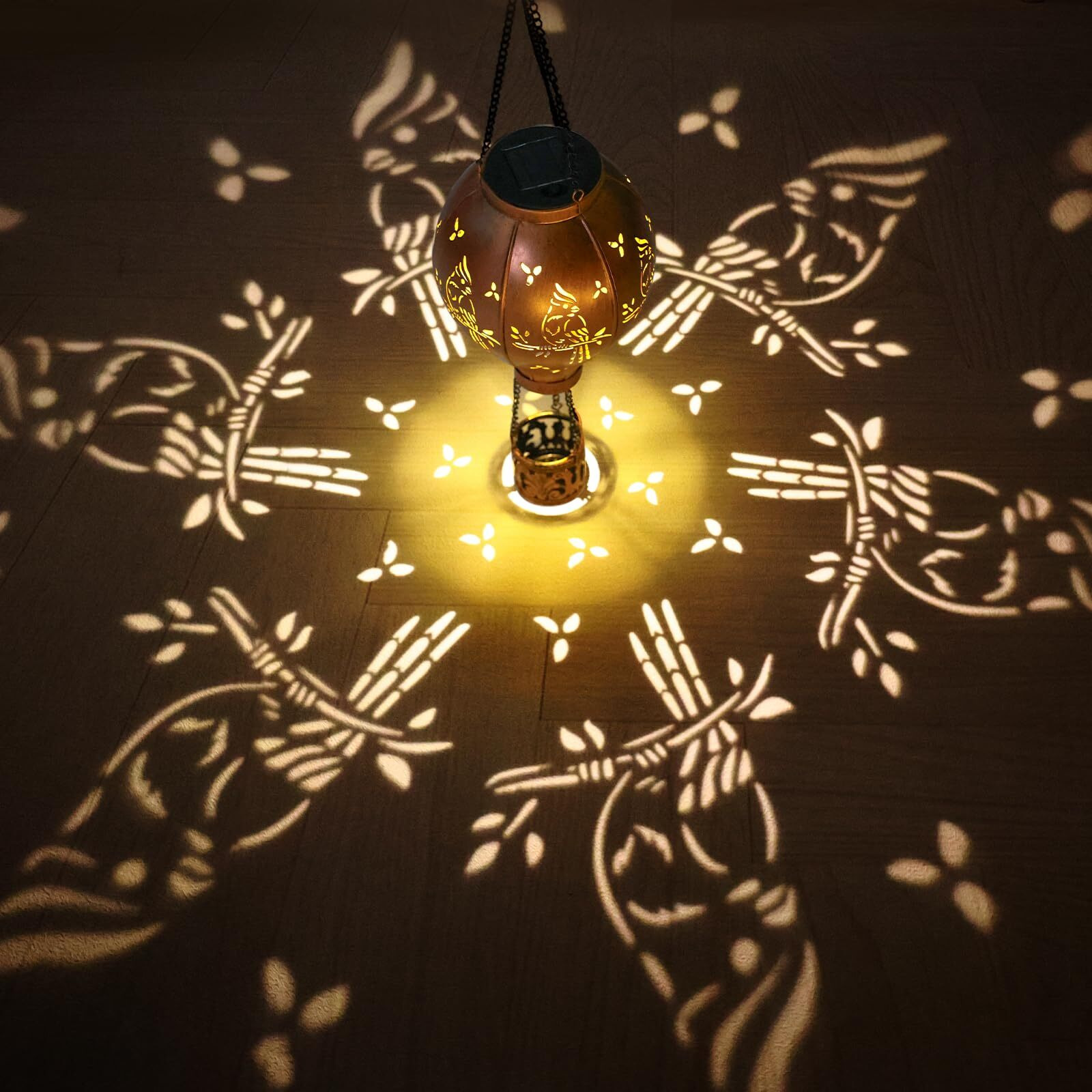 Solar Lanterns Outdoor Waterproof Cardinal Hot Air Balloon Metal Hanging Led Lantern Decoration Garden,Patio,Yard,Porch For Christmas Decor Gifts For Women Mom Friends