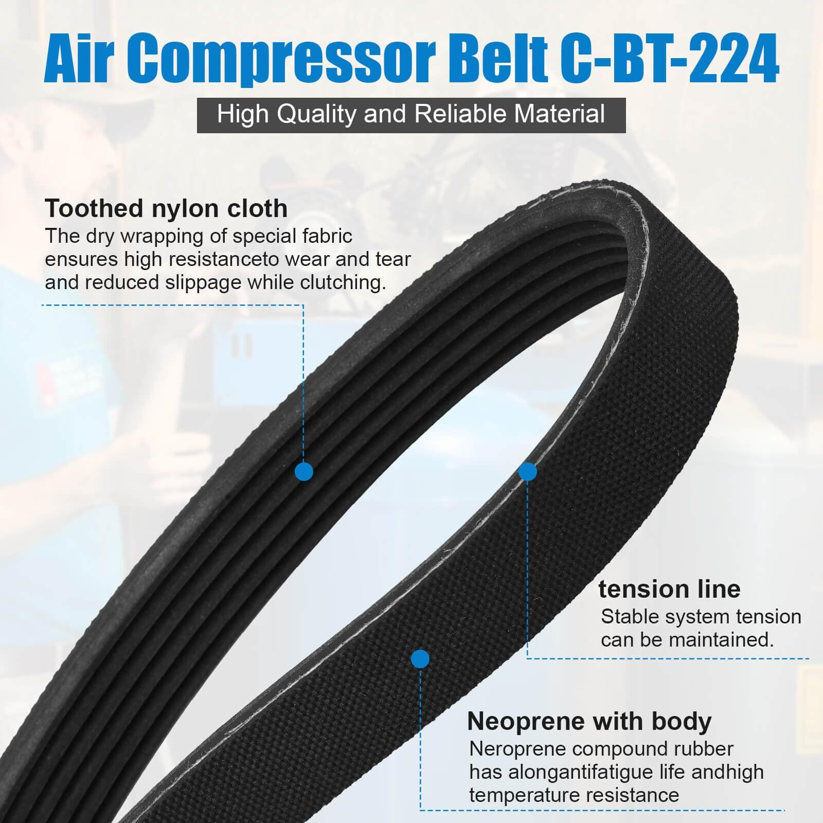 Fuoequl 470J6 Air Compressor Belt C-Bt-224 For Craftsman Porter Cable Devilbiss Exlc5G20 Acbl660V
