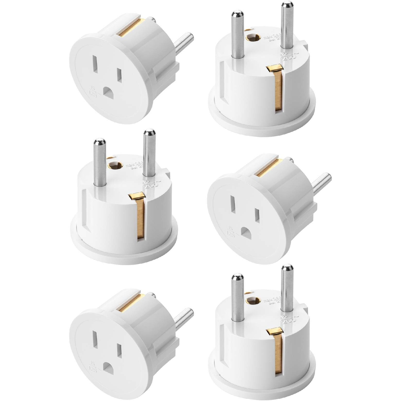 Bates- European Travel Plug Adapter, 6 Pack, Type E/F, European Plug Adapter, Us To Europe Plug Adapter, Adapter For Europe Plug, Us To Eu Plug Adapter, Travel Adapter Europe, Plug Adapter Europe