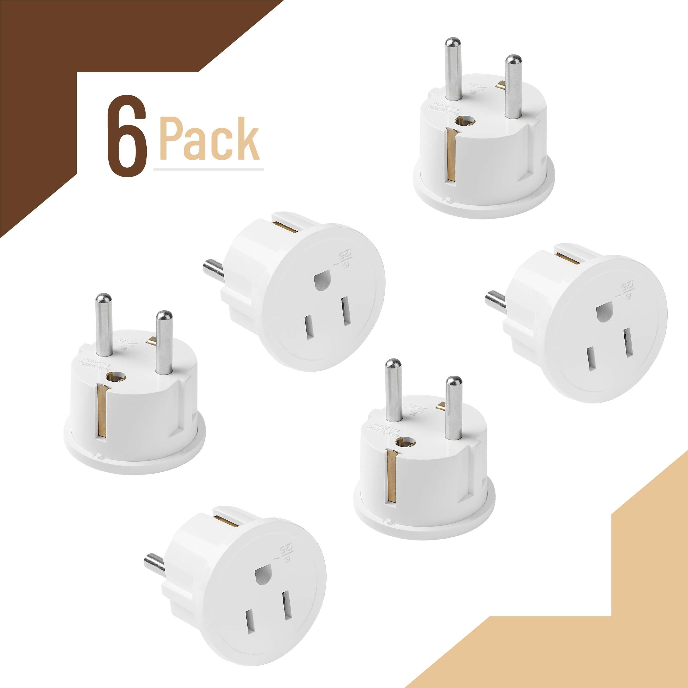 Bates- European Travel Plug Adapter, 6 Pack, Type E/F, European Plug Adapter, Us To Europe Plug Adapter, Adapter For Europe Plug, Us To Eu Plug Adapter, Travel Adapter Europe, Plug Adapter Europe