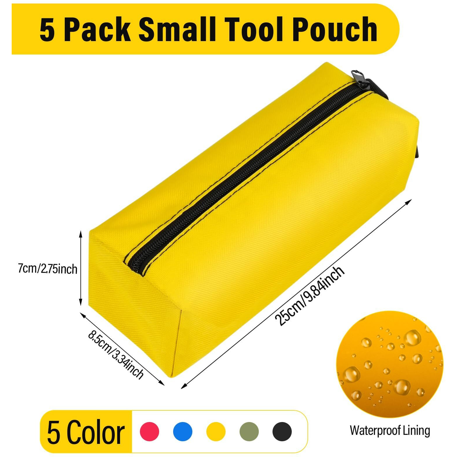 Hunterbee Small Tool Bag,Heavy Duty Waterproof Fabric Tool Pouch,Tool Pouch - Small Tool Bag Zipper Pouch,Small Tool Bag Organizer
