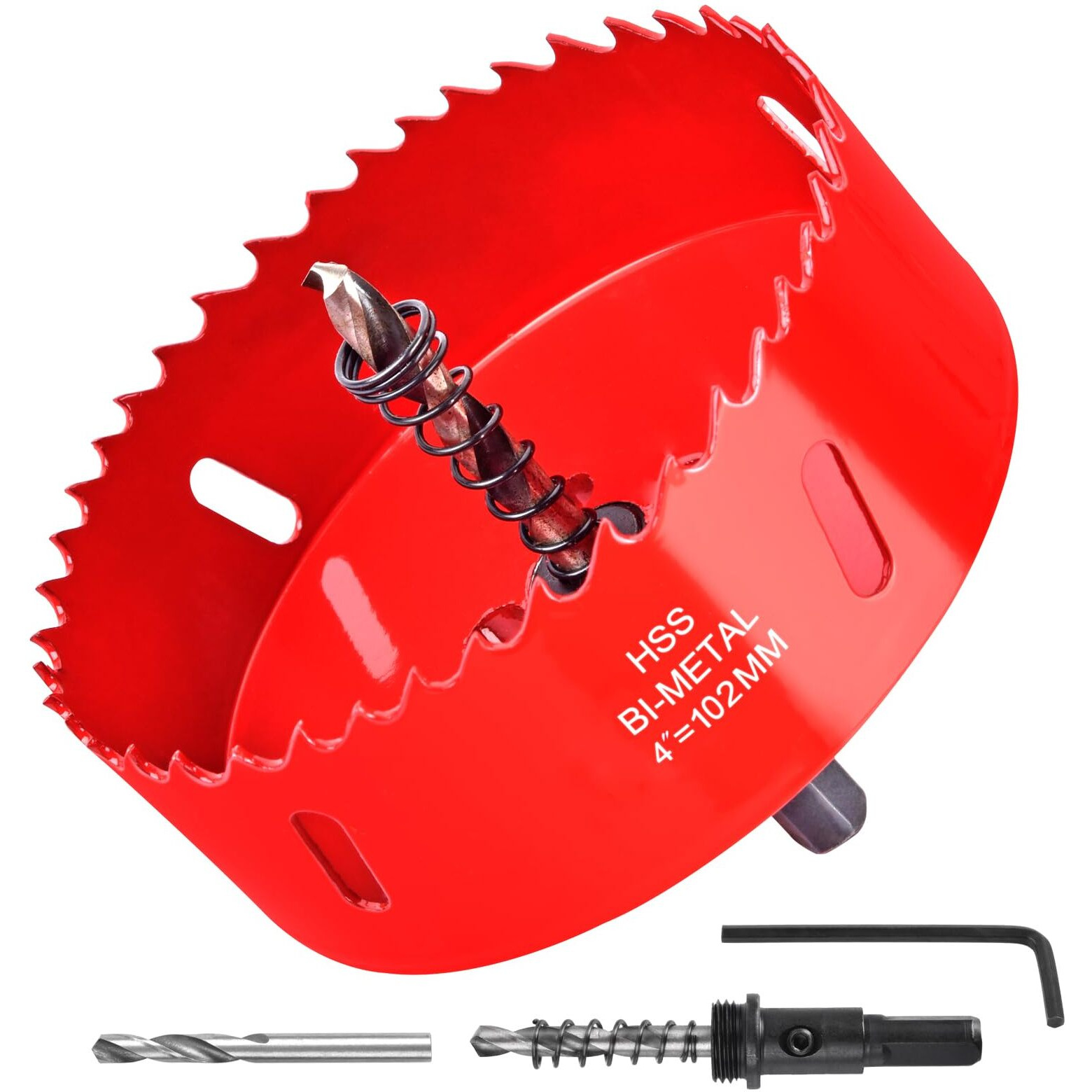 4 Inch / 102Mm Hole Saw For Wood, Plastic Board, Ceiling, Drywall, Plasterboard, And Metal Sheet - Hss Bi-Metal Hole Cutter With Pilot Drill Bit