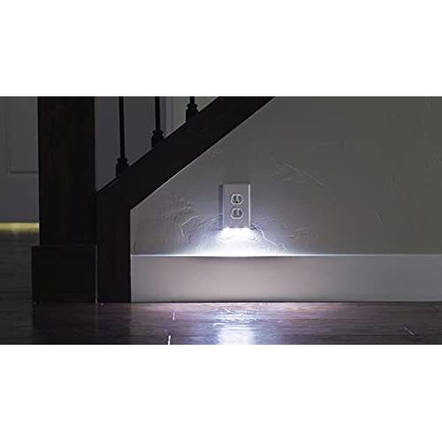 4 Pack - Wall Plate Night Light - Hello Light - Led Night Lights Built Into Electrical Outlet Wall Plates - Turn Nightlight On/Off Automatically (D  Cor, White)