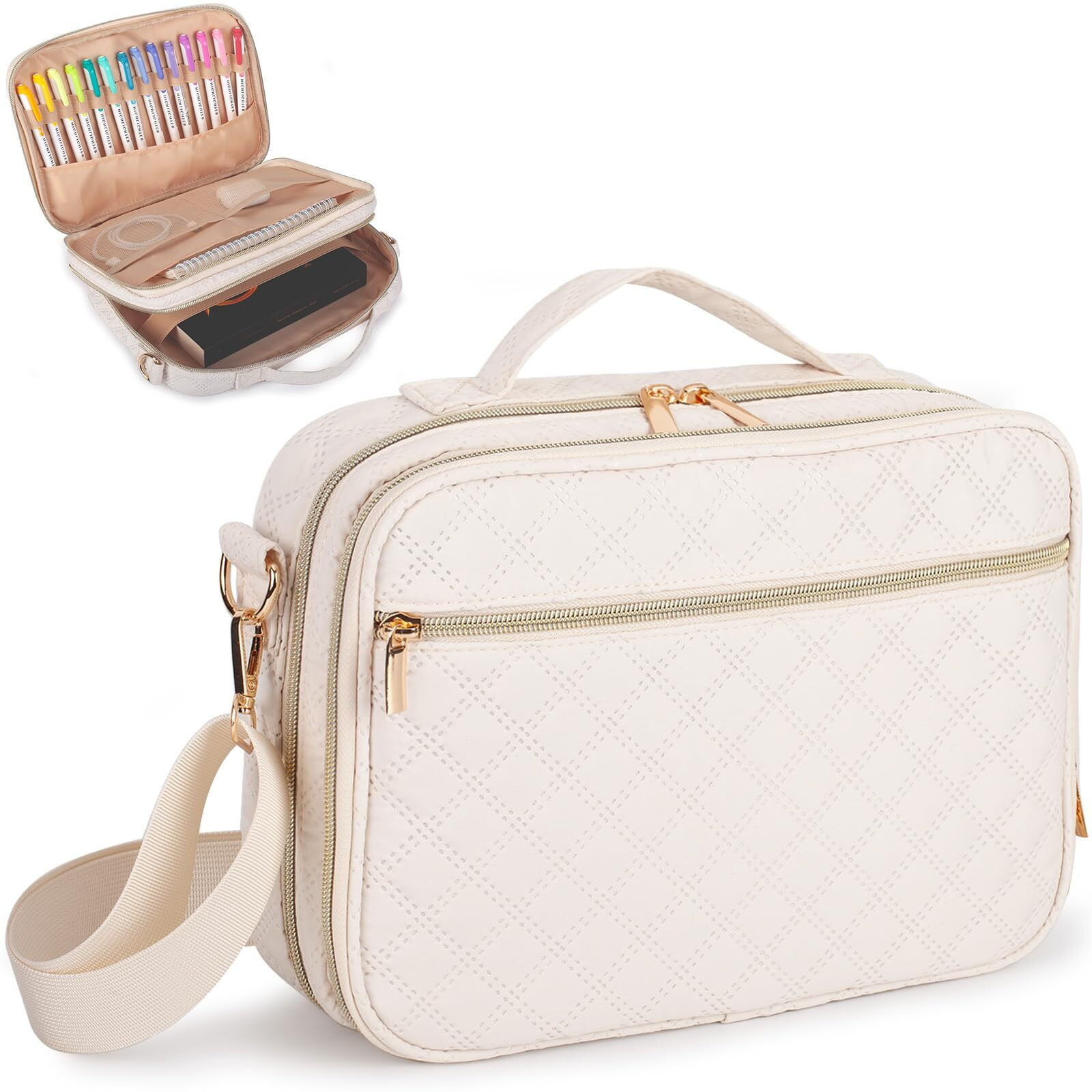 Bunnychill 2 Compartment Bible Cover For Women,Large Bible Case With Handles Shoulder Strap,Carrying Bible Bag Scripture Case Church Bag Bible Protective With Pocket