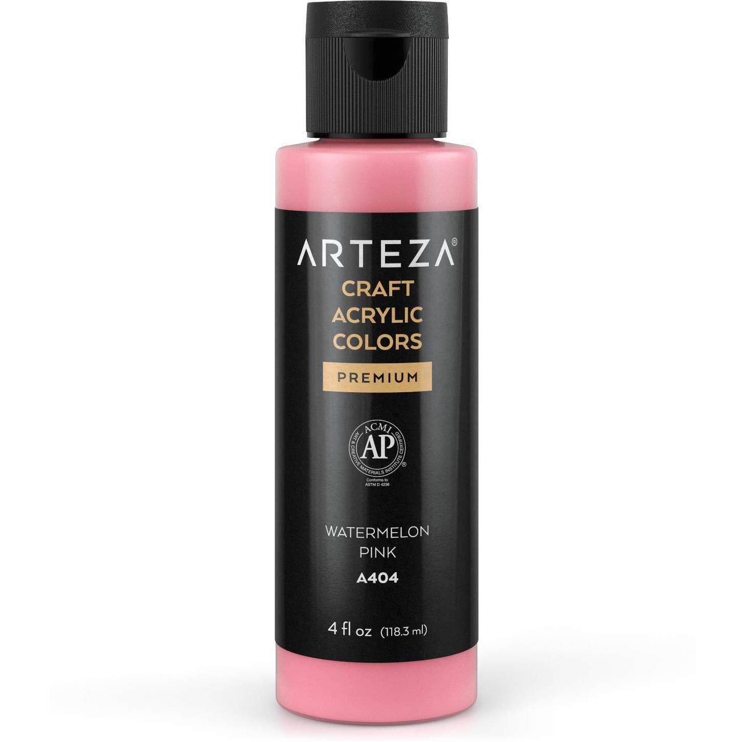 Arteza Craft Acrylic Paint, A404 Watermelon Pink, 4 Ounces Bottle, Water-Based, Blendable, Matte Acrylic Paint For Art & Diy Outdoor Projects
