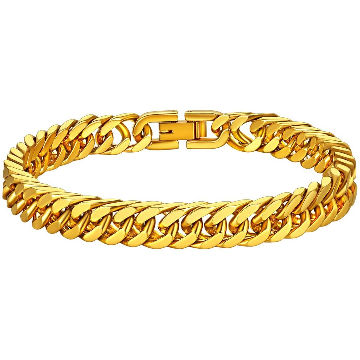Richsteel Sturdy Mens Chain Bracelet Gold Plated Stainless Steel Link Bracelets