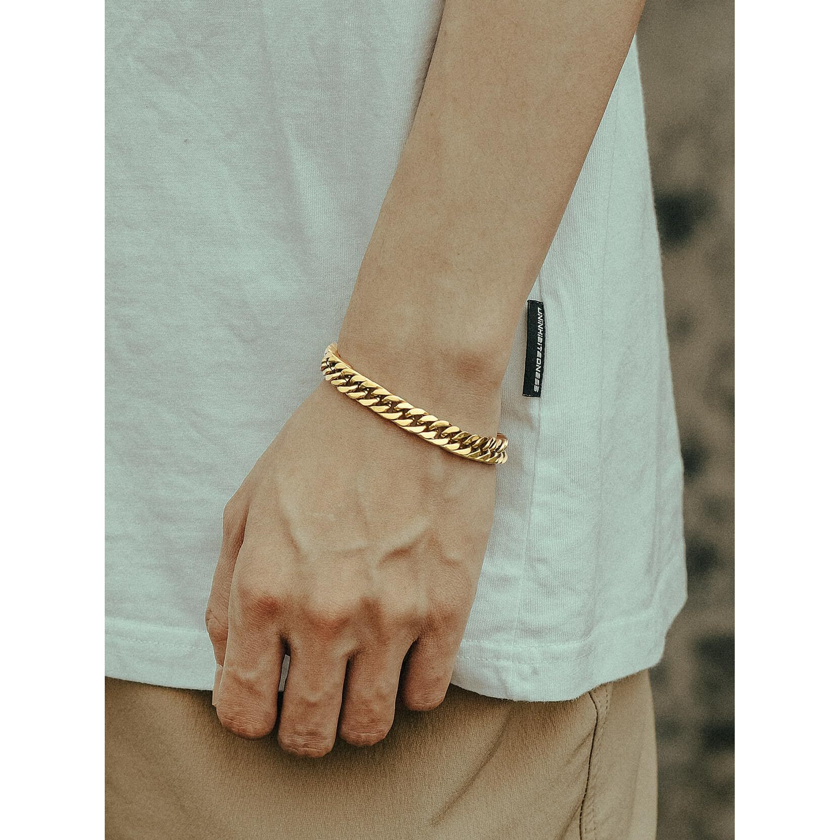 Richsteel Sturdy Mens Chain Bracelet Gold Plated Stainless Steel Link Bracelets