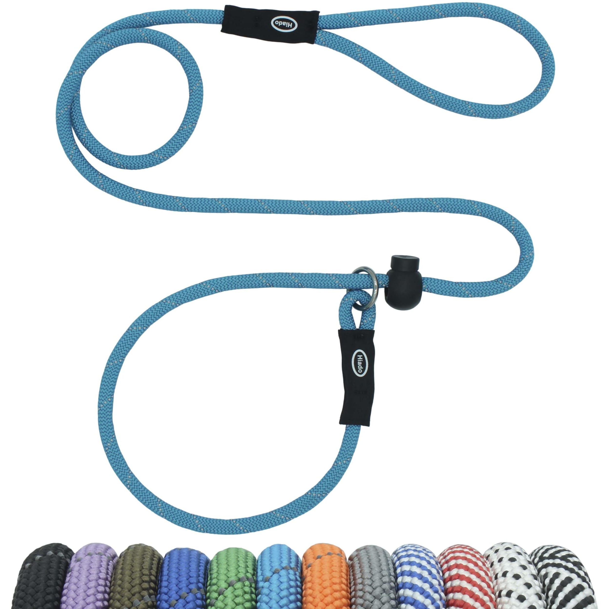 Hiado Slip Lead Dog Leash Reflective With Stopper Loop Rope Training No Pull For Small Medium Large Dogs 7Ft Skyblue