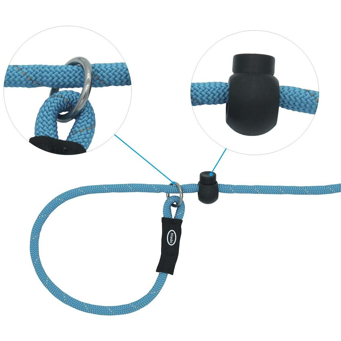 Hiado Slip Lead Dog Leash Reflective With Stopper Loop Rope Training No Pull For Small Medium Large Dogs 7Ft Skyblue