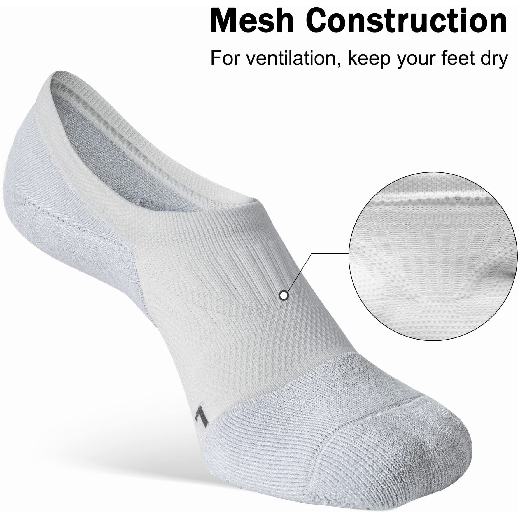 Gonii No Show Socks Womens Athletic Compression Running Low Cut Cushioned Socks 5 Pairs