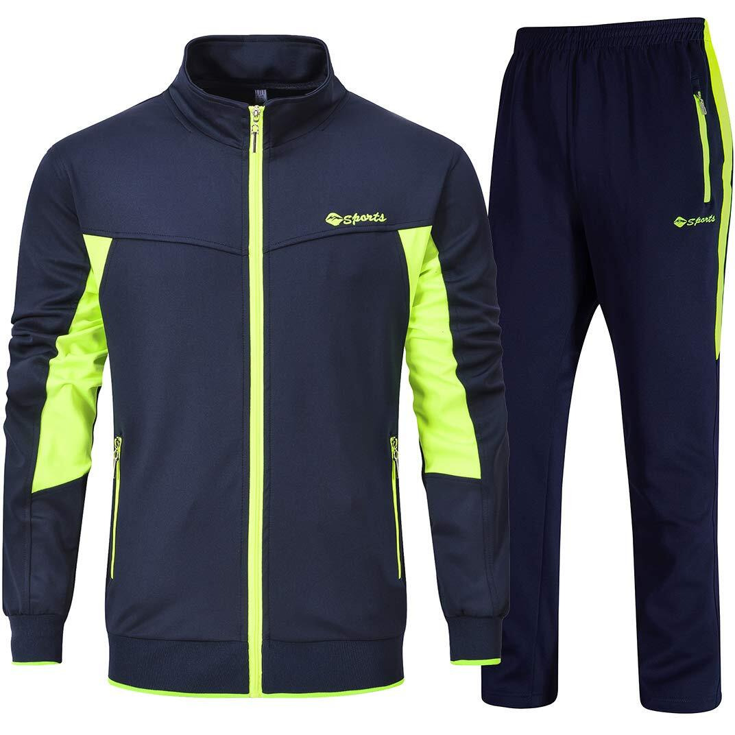 Ysento Men's Tracksuits Outfits Set 2 Piece Jogging Suits Warm Up Sweatsuits Sweat Track Suits Sets Green Xl