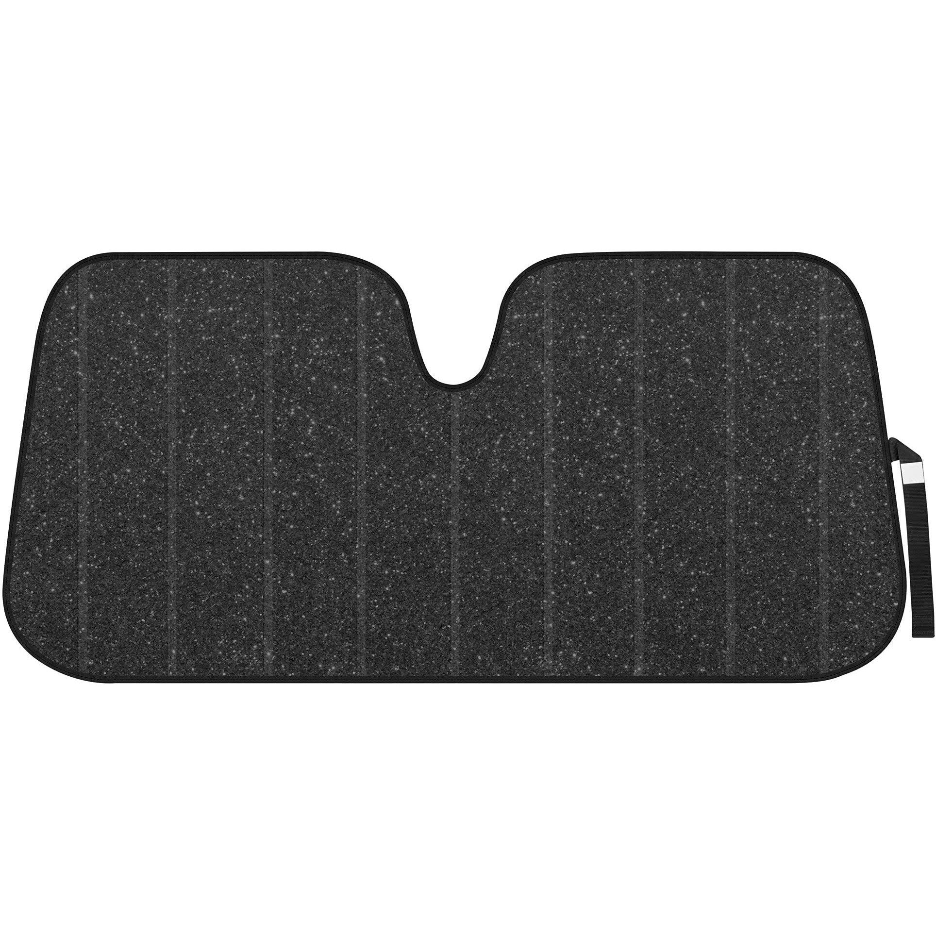 Bdk-As-2511 Front Windshield Shade-Accordion Folding Auto Sunshade For Car Truck Suv-Blocks Uv Rays Sun Visor Protector-Keeps Your Vehicle Cool-57 X 27 Inch, Black Glitter