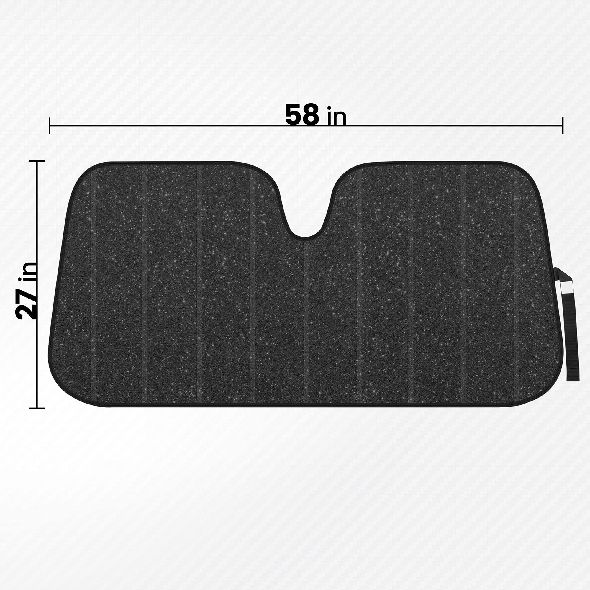 Bdk-As-2511 Front Windshield Shade-Accordion Folding Auto Sunshade For Car Truck Suv-Blocks Uv Rays Sun Visor Protector-Keeps Your Vehicle Cool-57 X 27 Inch, Black Glitter