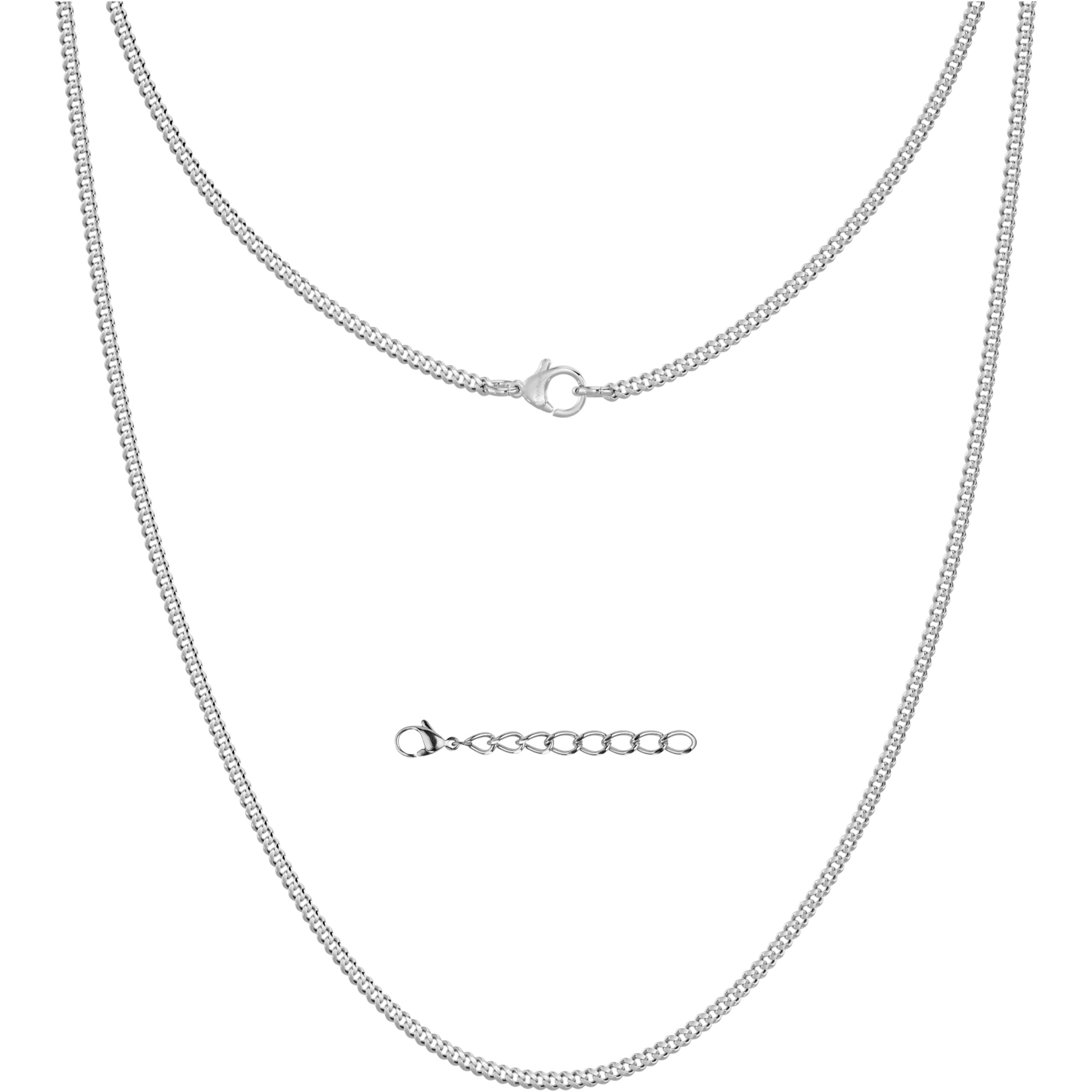 Silvadore 2Mm Silver Chain For Men Necklace - Stainless Steel Cuban Diamond-Cut Thin Links - Jewelry - 20 Inch / 51Cm