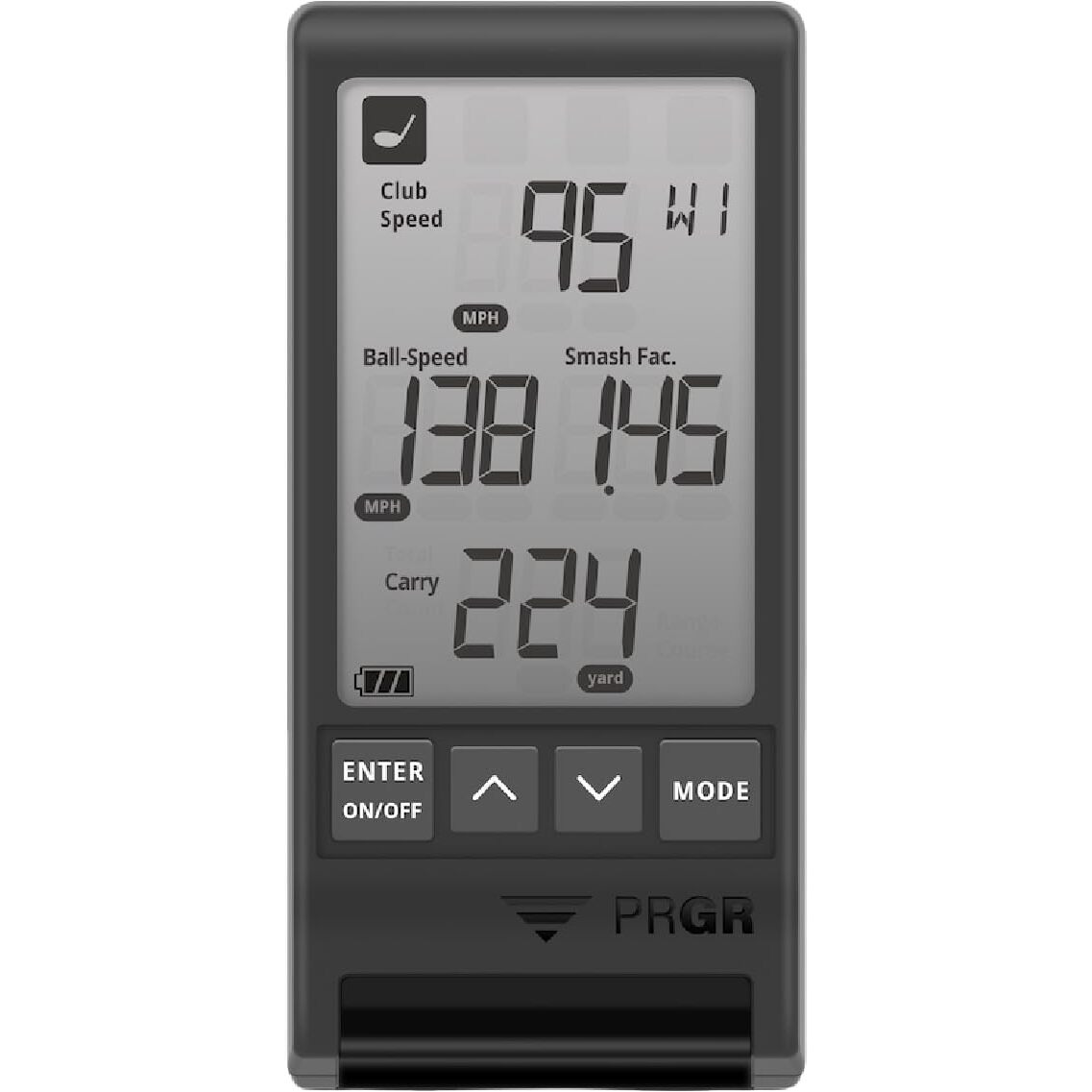 Prgr Hs 130-A Portable Golf Launch Monitor | Doppler Radar Measures Club & Ball Speed, Smash Factor, Total & Carry Distance | Tracks Swing Speed Training Aids
