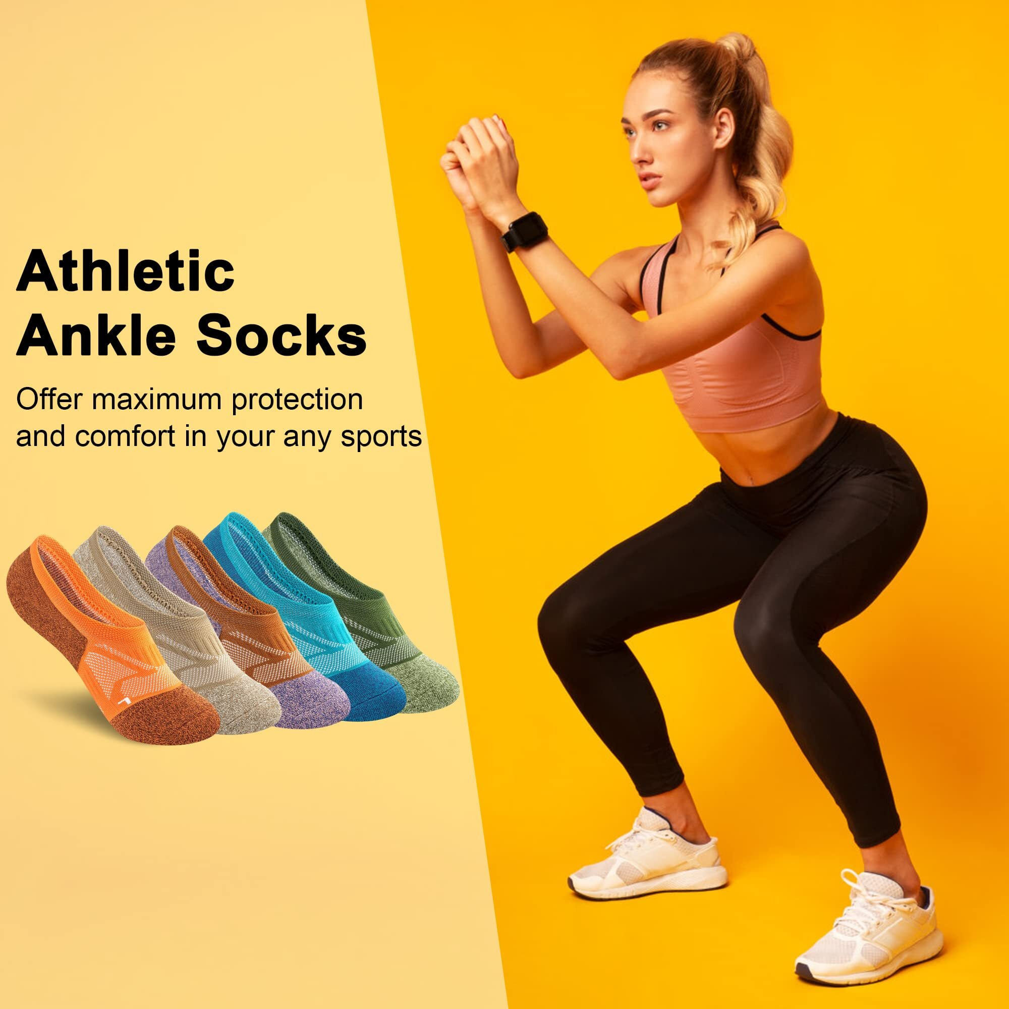 Gonii No Show Socks Womens Athletic Compression Running Low Cut Cushioned Socks 5 Pairs