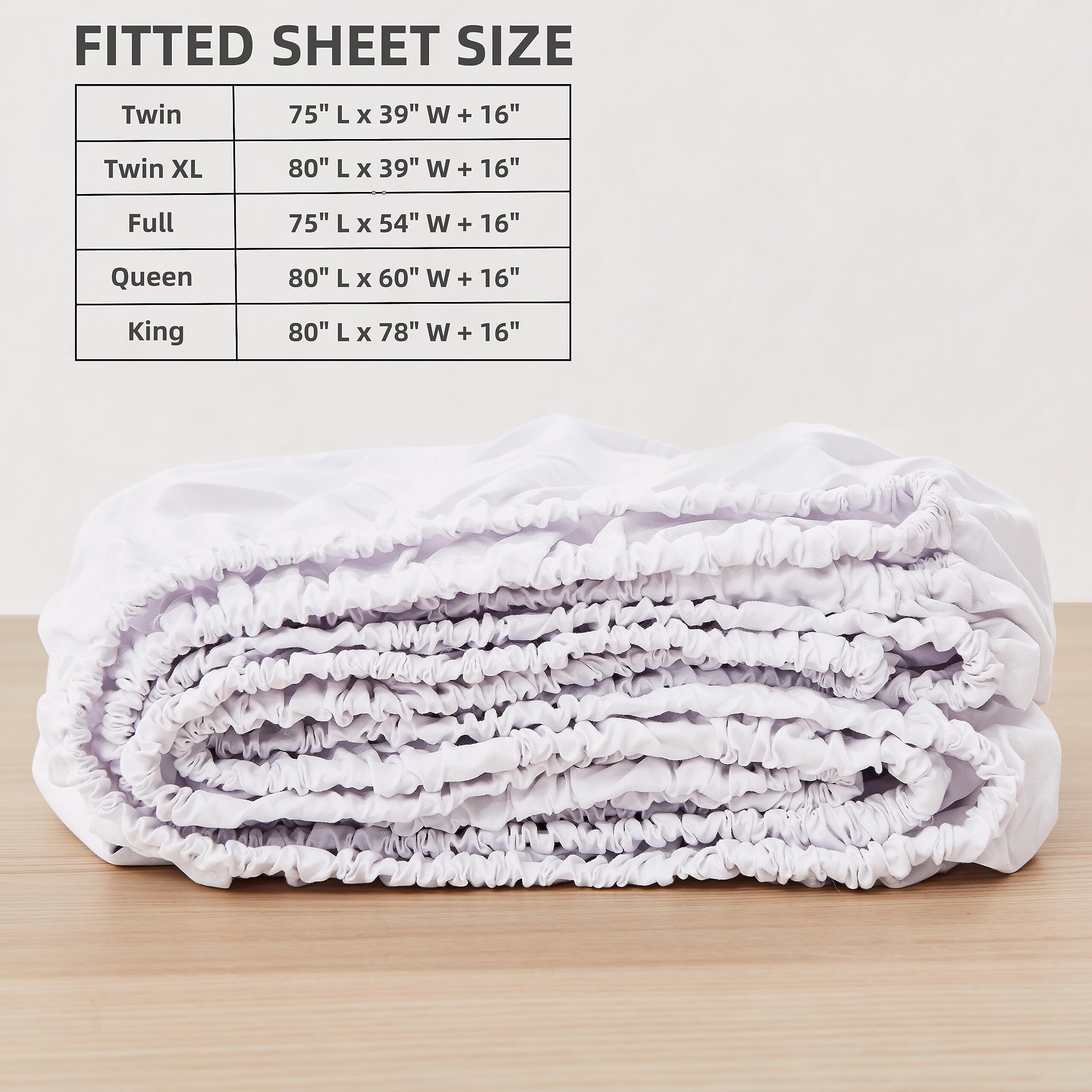 Hbhlfz King Fitted Sheet Only, Soft Breathable Bottom Sheet - 78"&quotX80"" Deep Pockets King Size Fitted Sheet - All Around Stretch Fit, Wrinkle Resistant, Colorfast - Easy Care, White