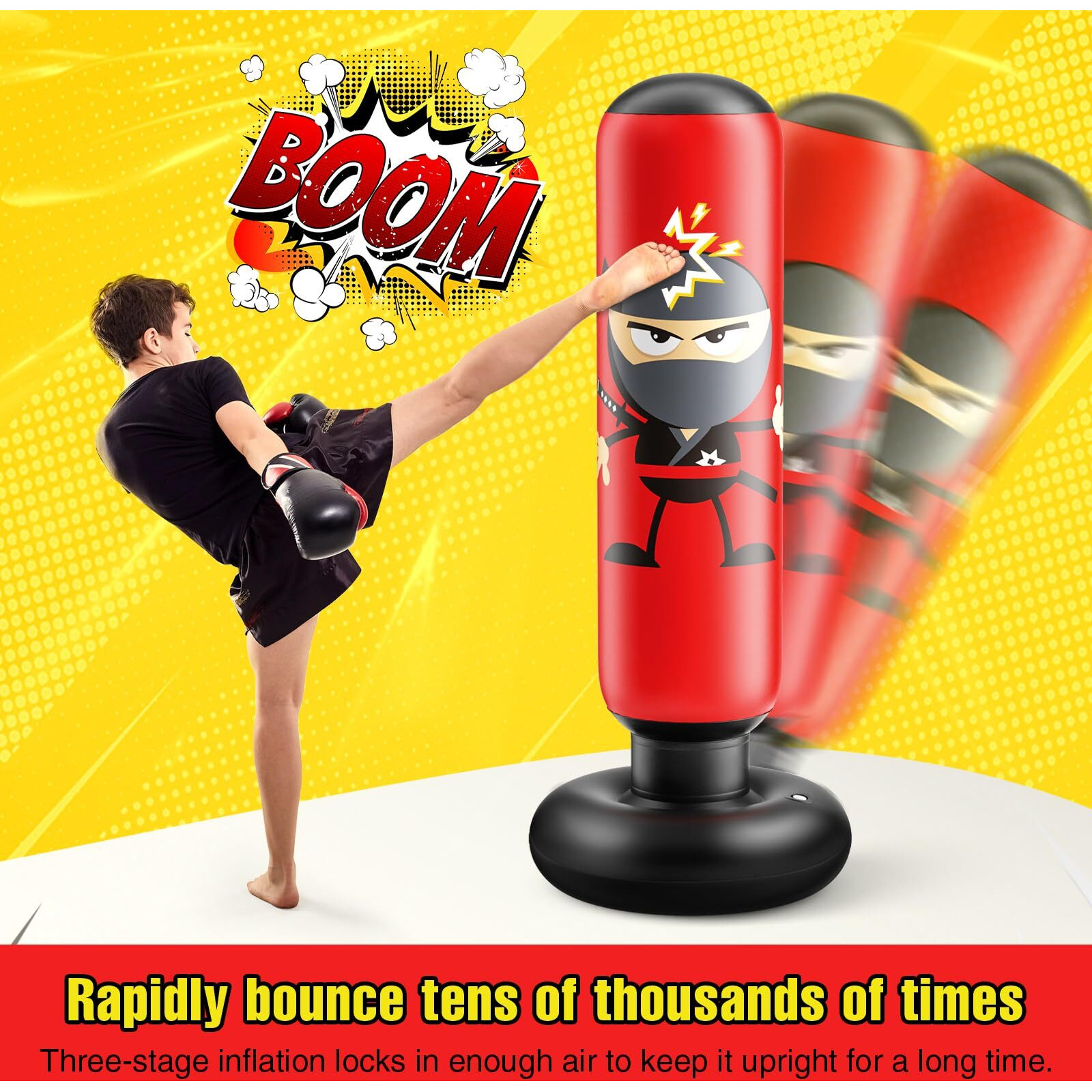 Inflatable Kids Punching Bag, Punching Bag Karate Gifts For Boys And Girls, Boxing Bag For Immediate Bounce Back For Practicing Karate, Taekwondo, And To Relieve Pent Up Energy In Kids And Adults