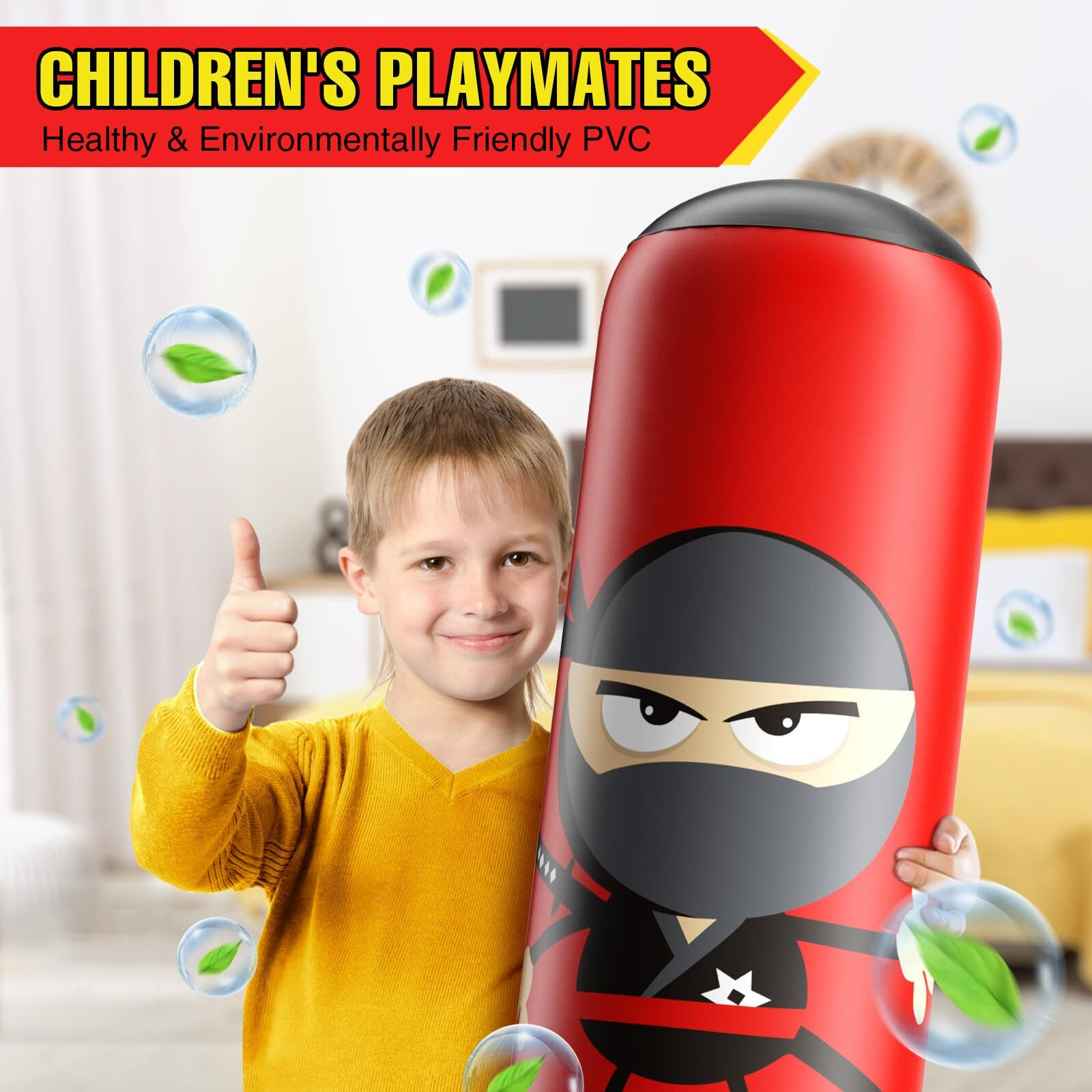 Inflatable Kids Punching Bag, Punching Bag Karate Gifts For Boys And Girls, Boxing Bag For Immediate Bounce Back For Practicing Karate, Taekwondo, And To Relieve Pent Up Energy In Kids And Adults