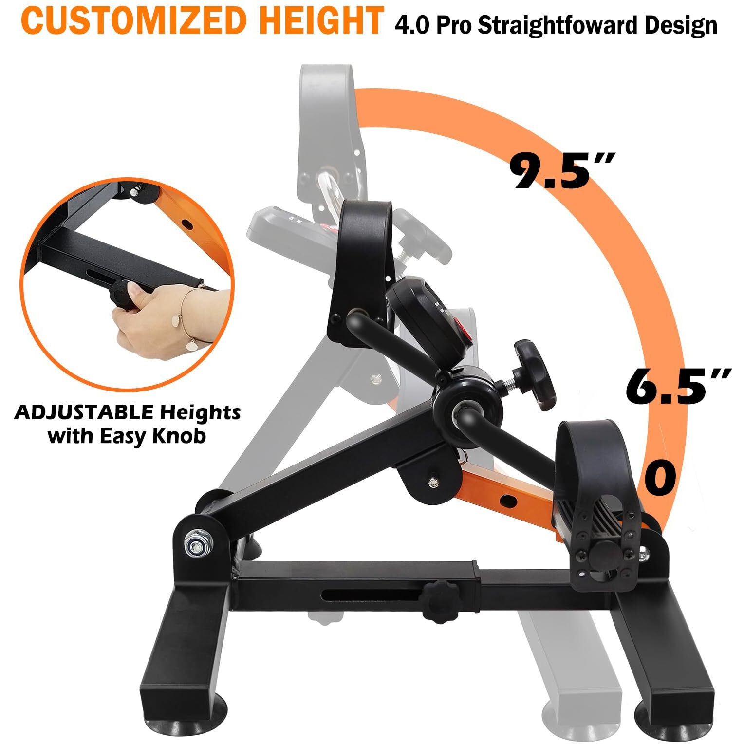 Goredi Under Desk Exercise Bike, Pedal Exerciser With Adjustable Heights, Foldable Cycle Bike For Office, Stable Suction Cups Peddler Exerciser For Seniors, Fitness Exerciser For Arm & Leg Workout