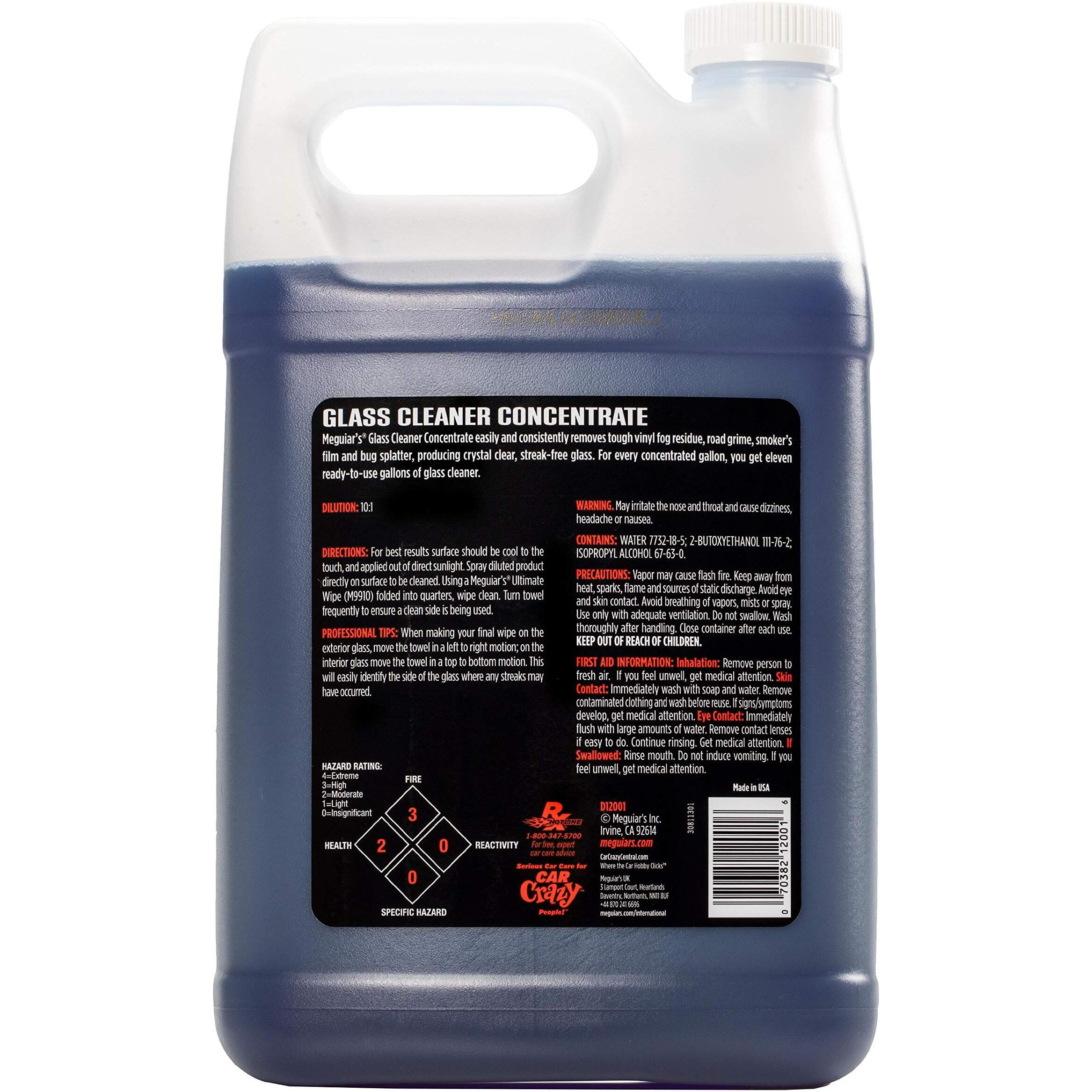 Meguiar's Professional Glass Cleaner Concentrate D12001 - Professional Strength Glass Cleaner For A Streak-Free Shine That's Residue-Free, 128 Oz, 1 Gallon