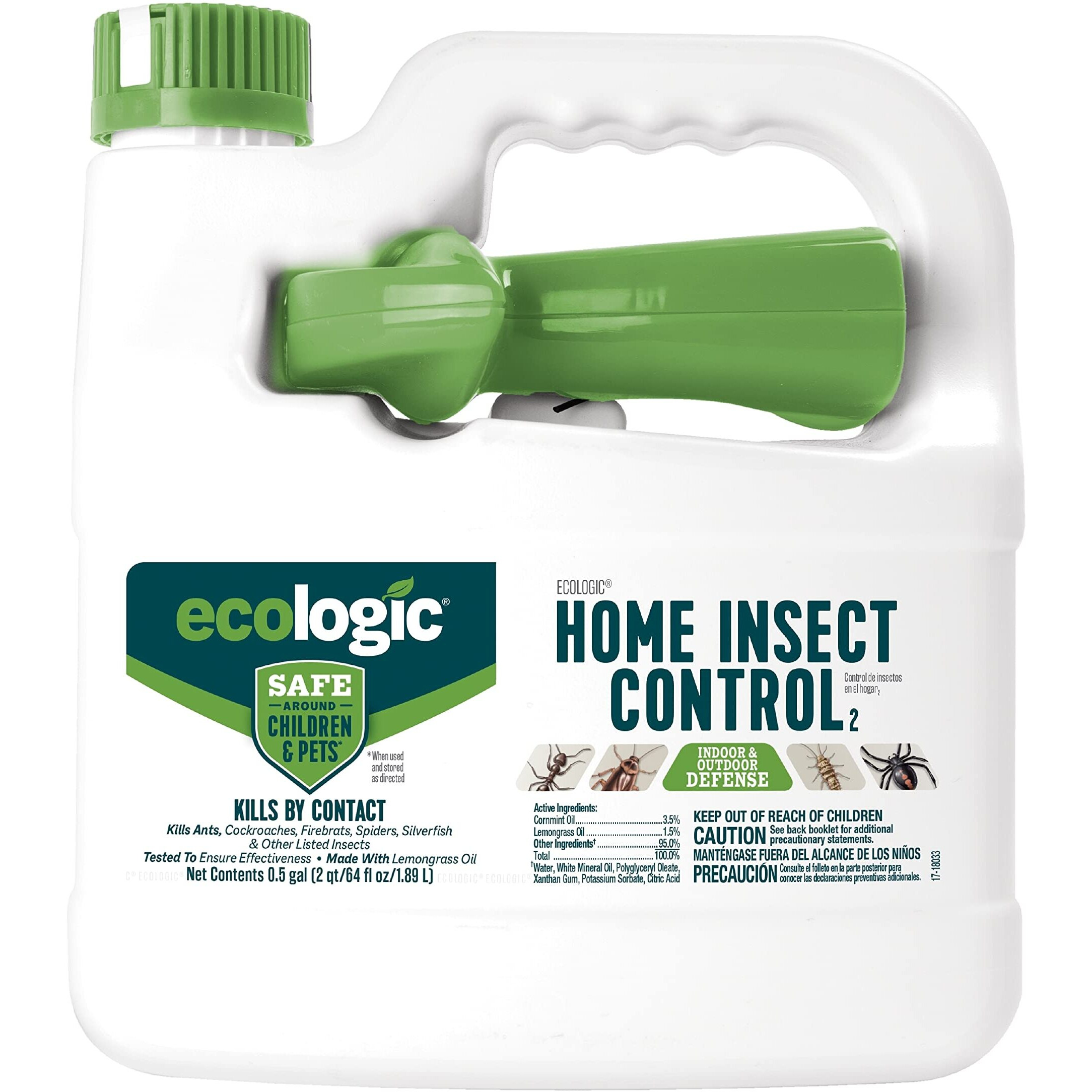 Ecologic Home Insect Control, Kills Cockroaches, Ants, Spiders And More, Indoor & Outdoor Use, Safe Around Children And Pets, (Rtu Spray) 64 Fl Oz (Pack Of 1)