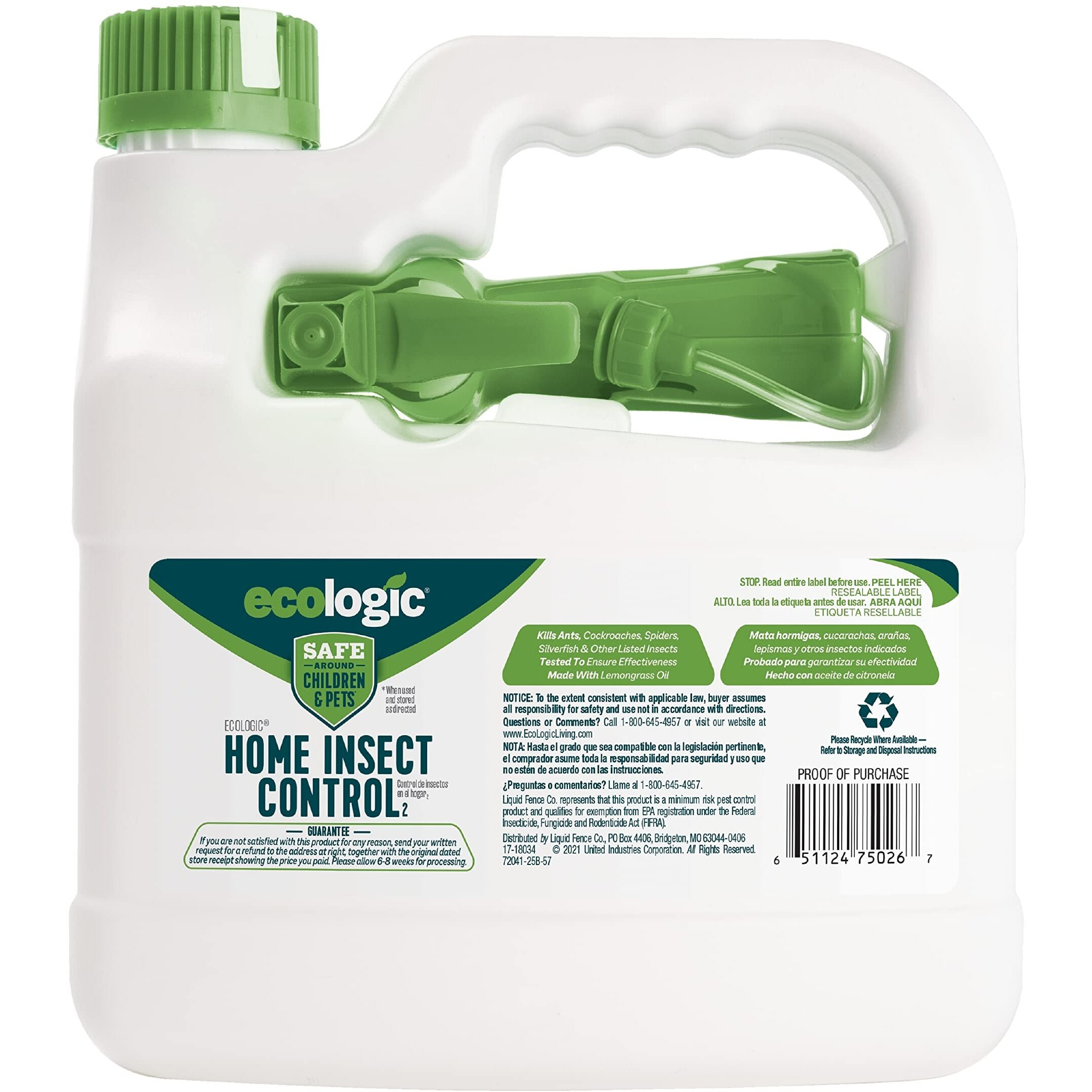 Ecologic Home Insect Control, Kills Cockroaches, Ants, Spiders And More, Indoor & Outdoor Use, Safe Around Children And Pets, (Rtu Spray) 64 Fl Oz (Pack Of 1)