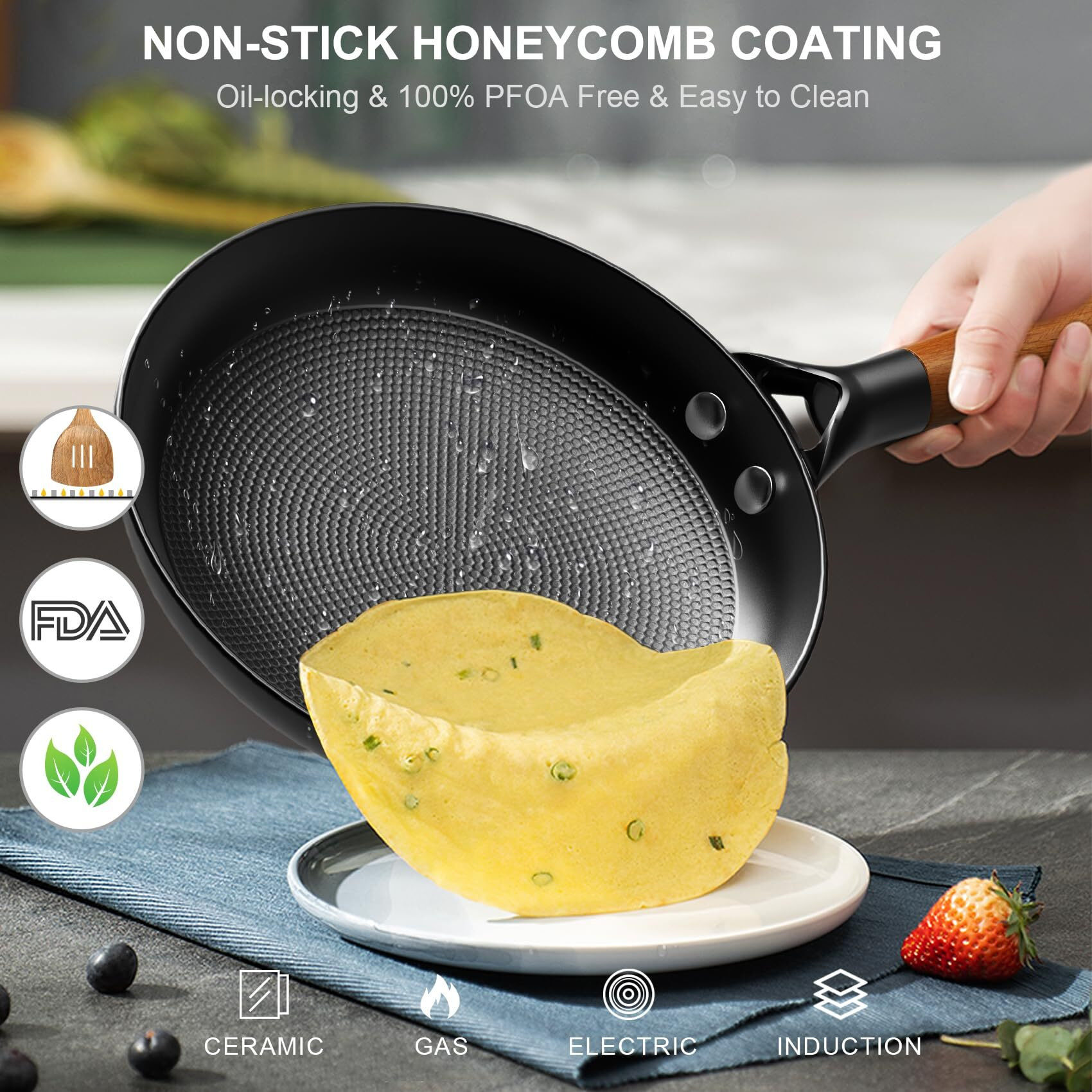 Lamfo Cast Iron Pan, 10 Inch Non Stick Frying Pans With Removable Handle Skillet, Pfas-Free, Egg Pan Nonstick Cooking Pan, Oven Safe Dishwasher Safe