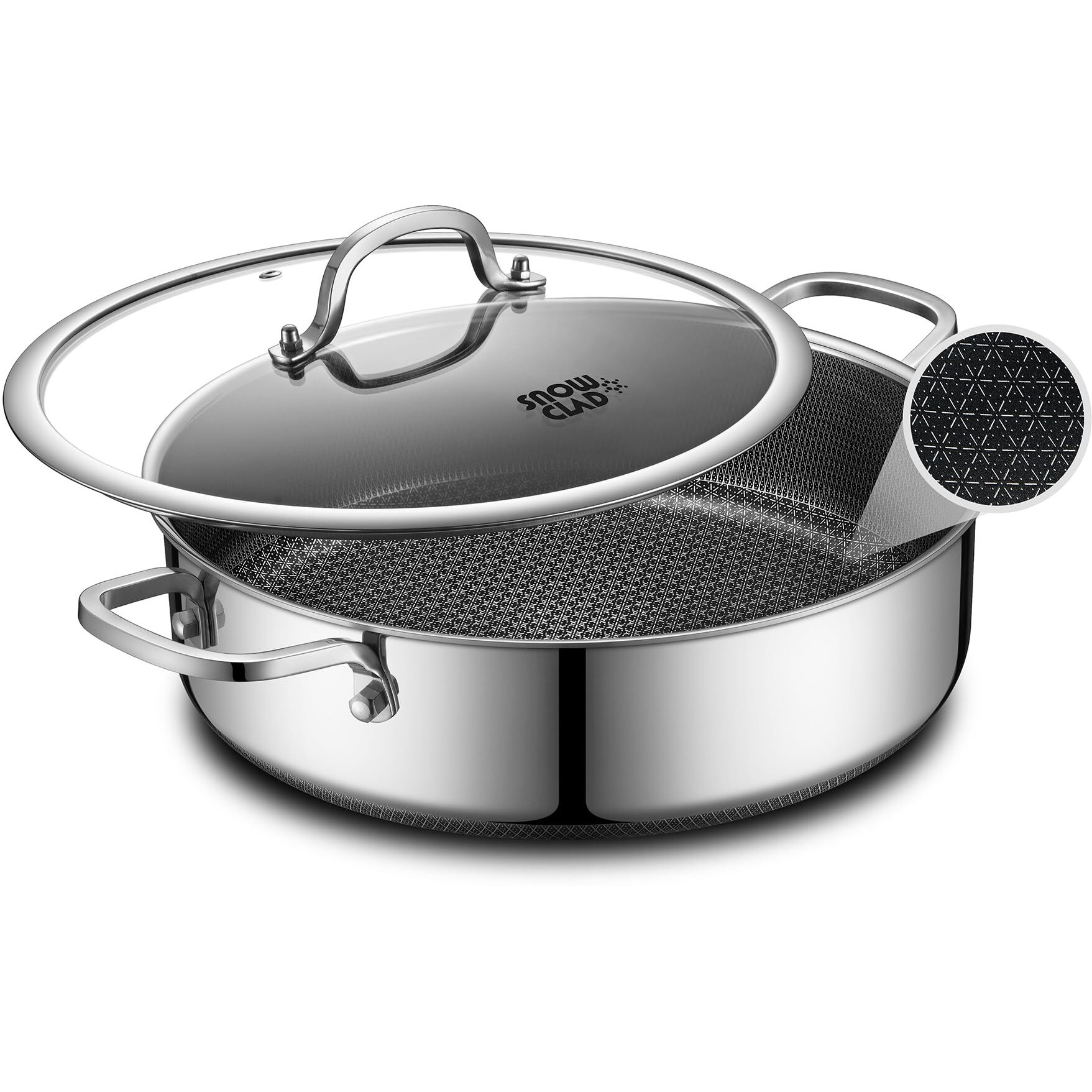 Klapola Saute Pan,Hybrid Non Stick 5 Quart Everyday Pan,Chicken Fryer, Pfoa Free Cookware,12 Inch Deep Frying Pans With Lid,Dishwasher And Oven Safe,Works On Induction,Ceramic And Gas Cooktops