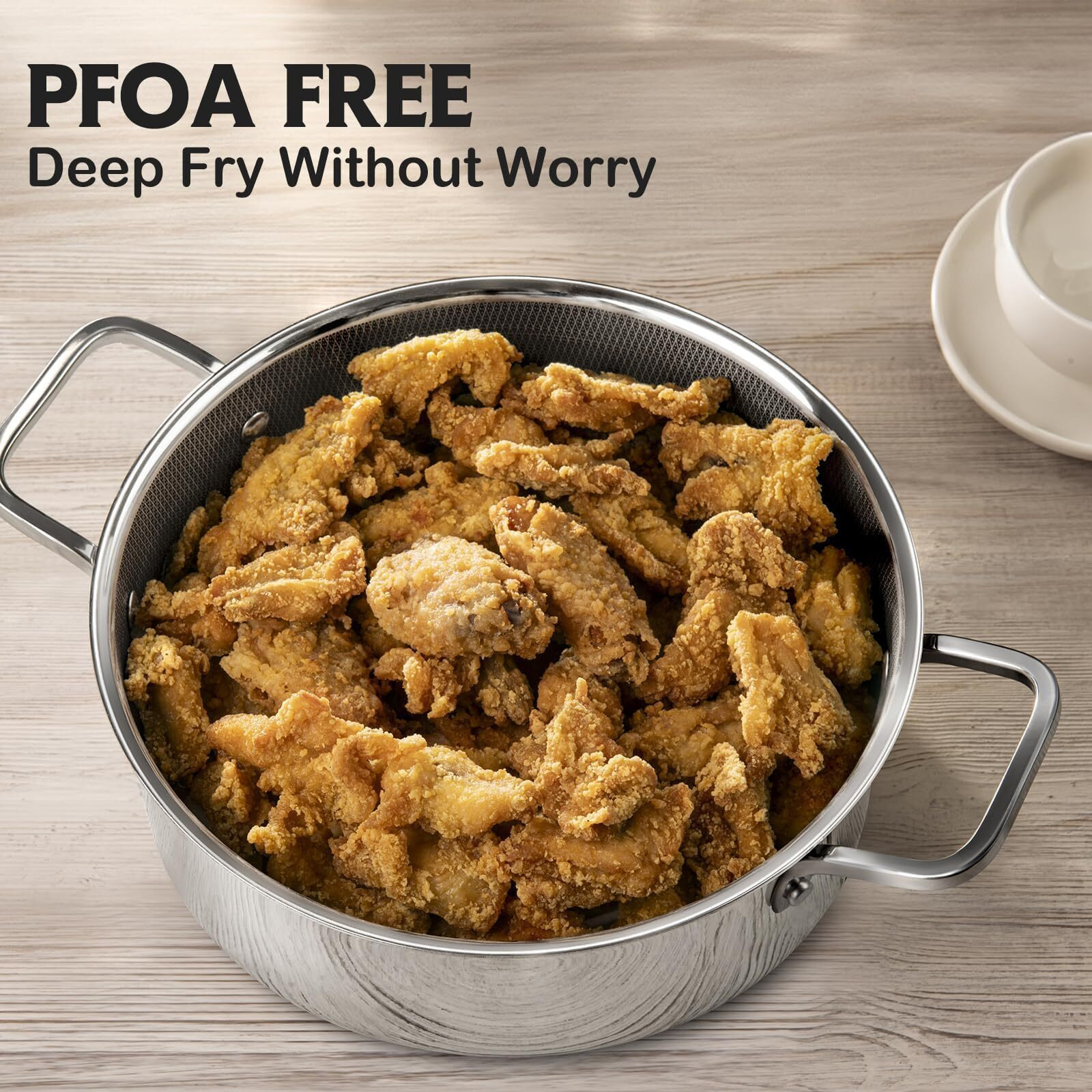 Klapola Saute Pan,Hybrid Non Stick 5 Quart Everyday Pan,Chicken Fryer, Pfoa Free Cookware,12 Inch Deep Frying Pans With Lid,Dishwasher And Oven Safe,Works On Induction,Ceramic And Gas Cooktops