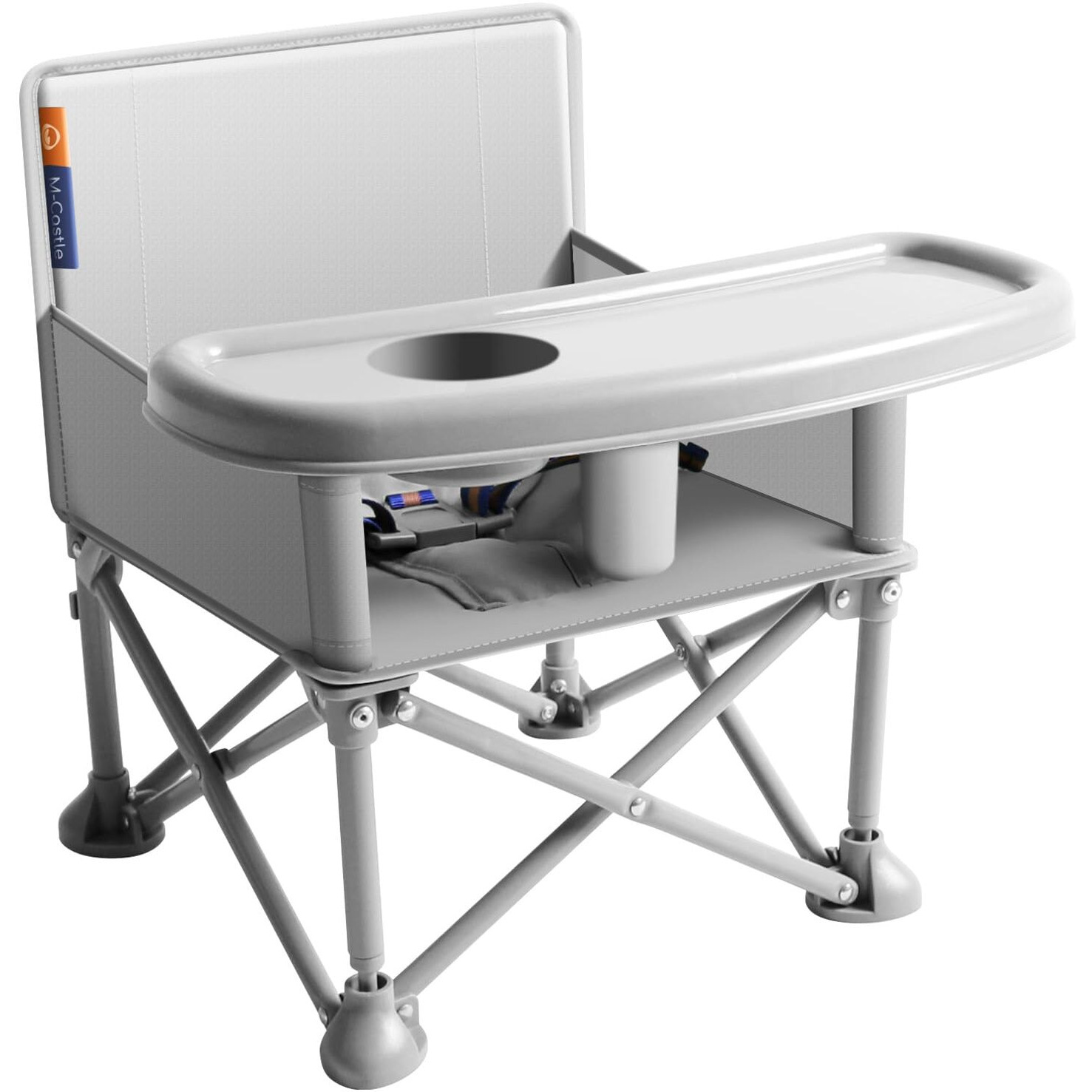 M-Castle New Portable Travel Booster Seat With Tray|Foldable Infant Seat Booster Dining Chair|Great For Camping, Beach, Lawn|Toddler, Child Camping Chair 6 Months - 3 Years Old (Gary)