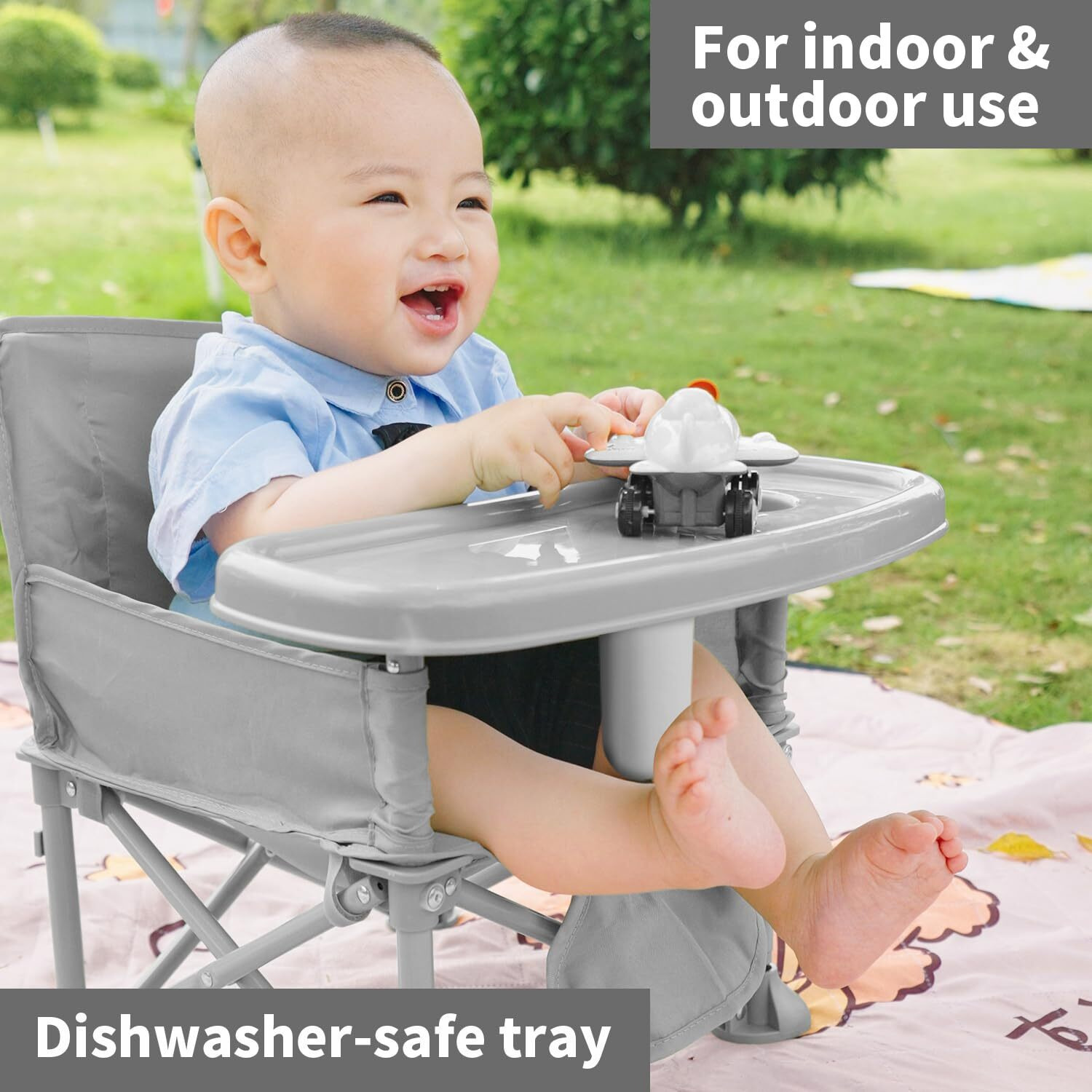 M-Castle New Portable Travel Booster Seat With Tray|Foldable Infant Seat Booster Dining Chair|Great For Camping, Beach, Lawn|Toddler, Child Camping Chair 6 Months - 3 Years Old (Gary)