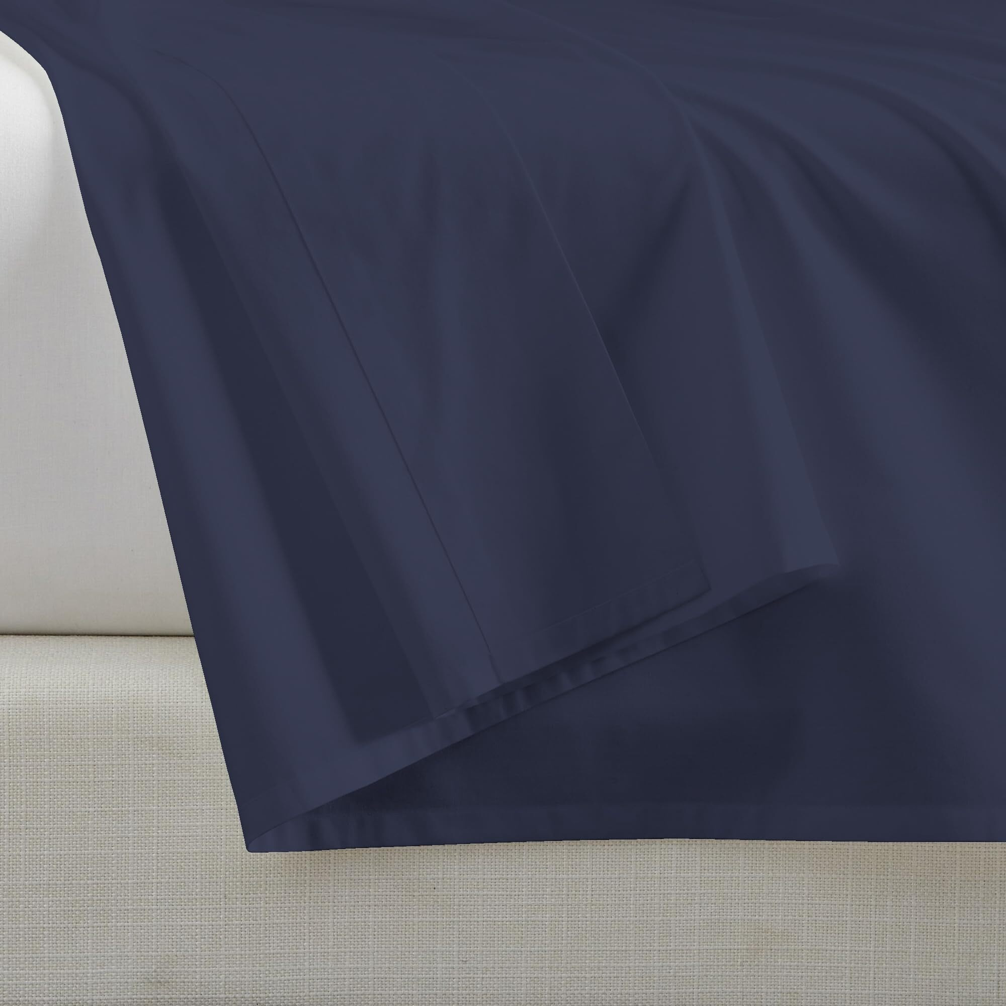 100% Cotton Dark Blue Full Size Flat Sheet Only, Cool & Crisp Percale Weave Flat Sheet, Highly Breathable & Comfortable, Top Sheet Dark Blue (82 In. X 96 In.)