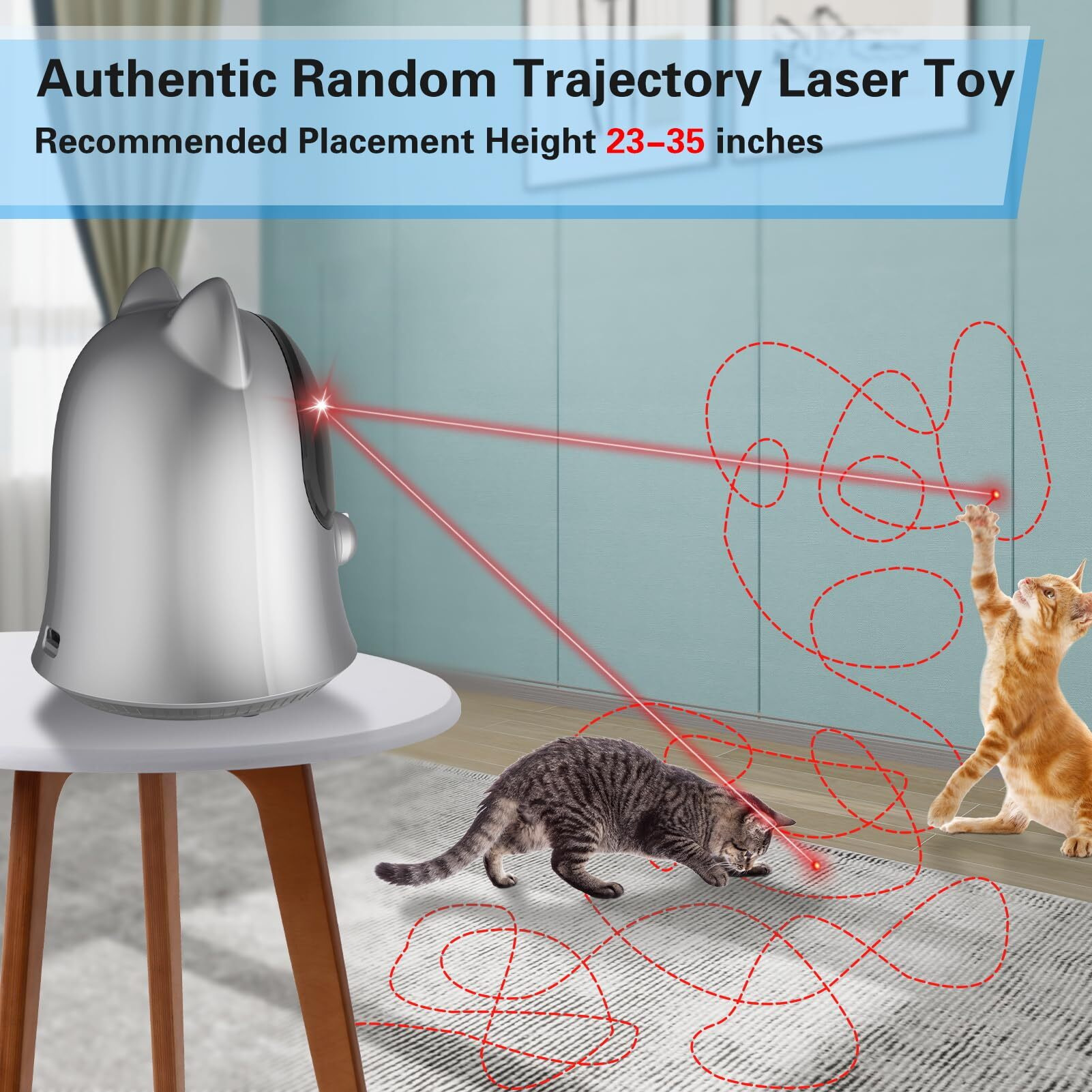 Muhhiba Cat Laser Toys For Indoor Cats, Random Trajectory Laser Cat Toy, Interactive Cat Toys For Bored Indoor Adult Cats/Kittens/Dogs (Silver)