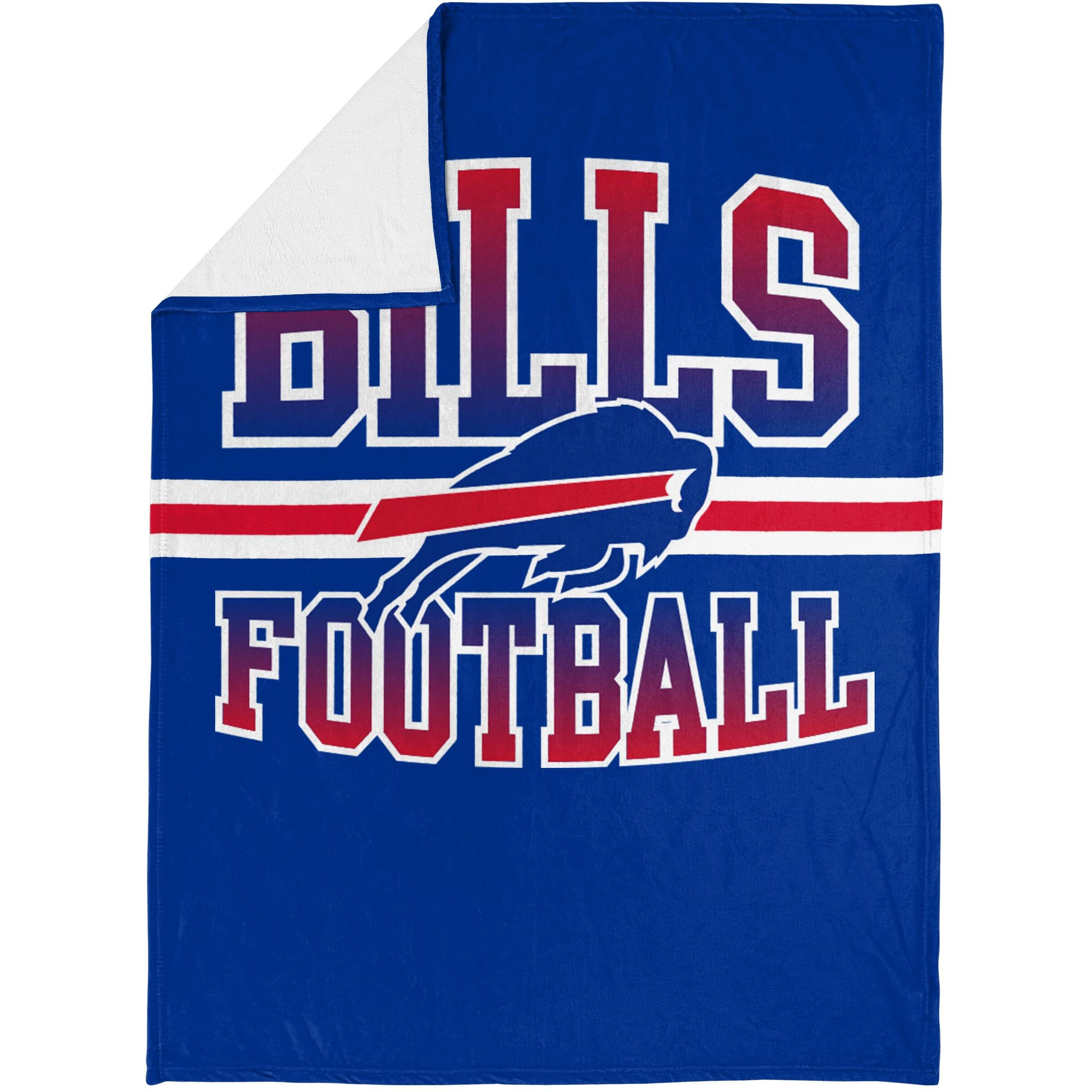 Foco Nfl Micro Raschel Plush Throw Blanket, Stripe Logo 45 X 60, Buffalo Bills