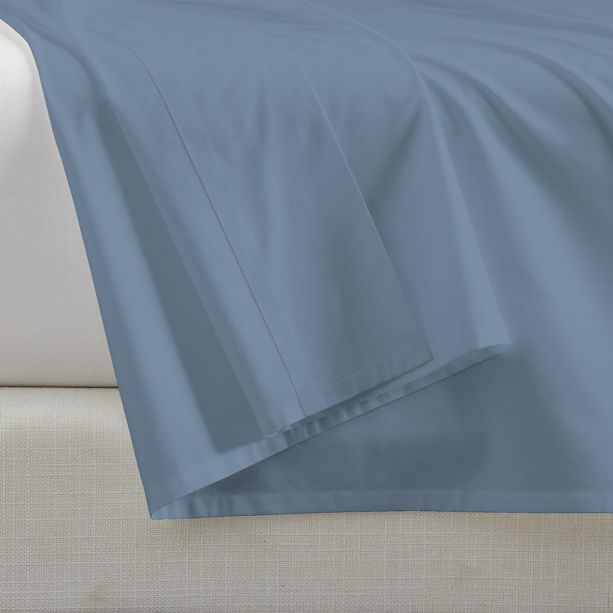 100% Cotton Bluish Gray Full Size Flat Sheet Only, Cool & Crisp Percale Weave Flat Sheet, Highly Breathable & Comfortable, Top Sheet Bluish Gray (82 In. X 96 In.)
