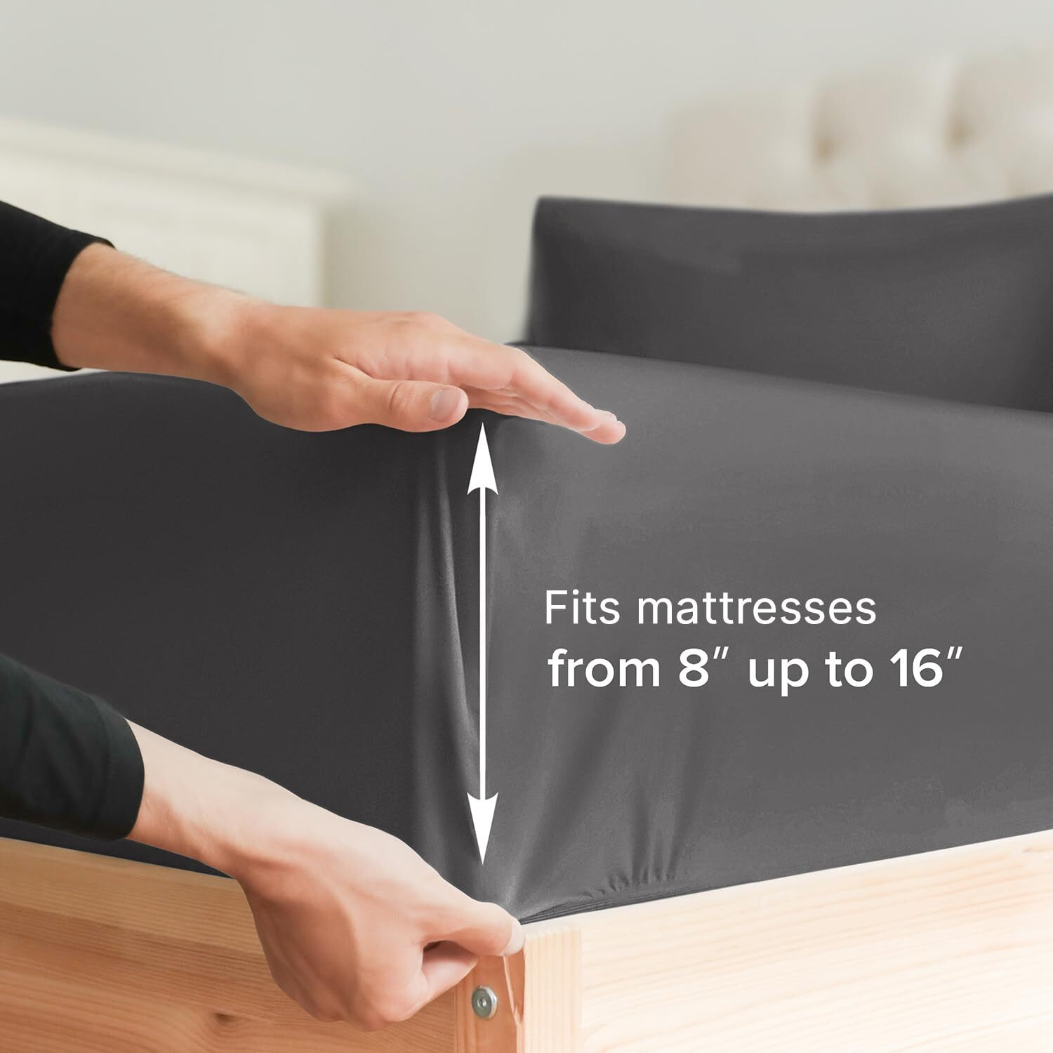 400 Thread Count Cotton Sheet Set - Full Size 100% Cotton Sheets - Easily Fits 8"" To 16"" Mattress - Silky-Soft, Wrinkle Free, Breathable & Comfy - Deep Pockets & Hotel Quality Bedding Set - Dark Grey