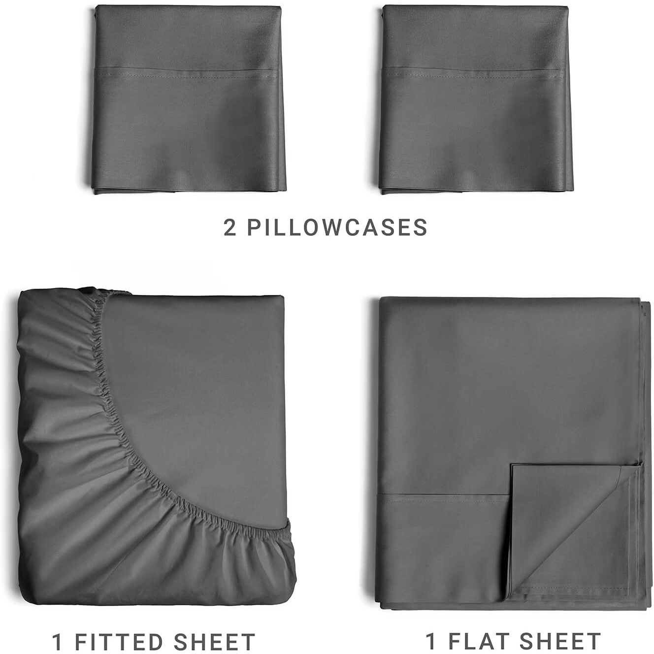 400 Thread Count Cotton Sheet Set - Full Size 100% Cotton Sheets - Easily Fits 8"" To 16"" Mattress - Silky-Soft, Wrinkle Free, Breathable & Comfy - Deep Pockets & Hotel Quality Bedding Set - Dark Grey