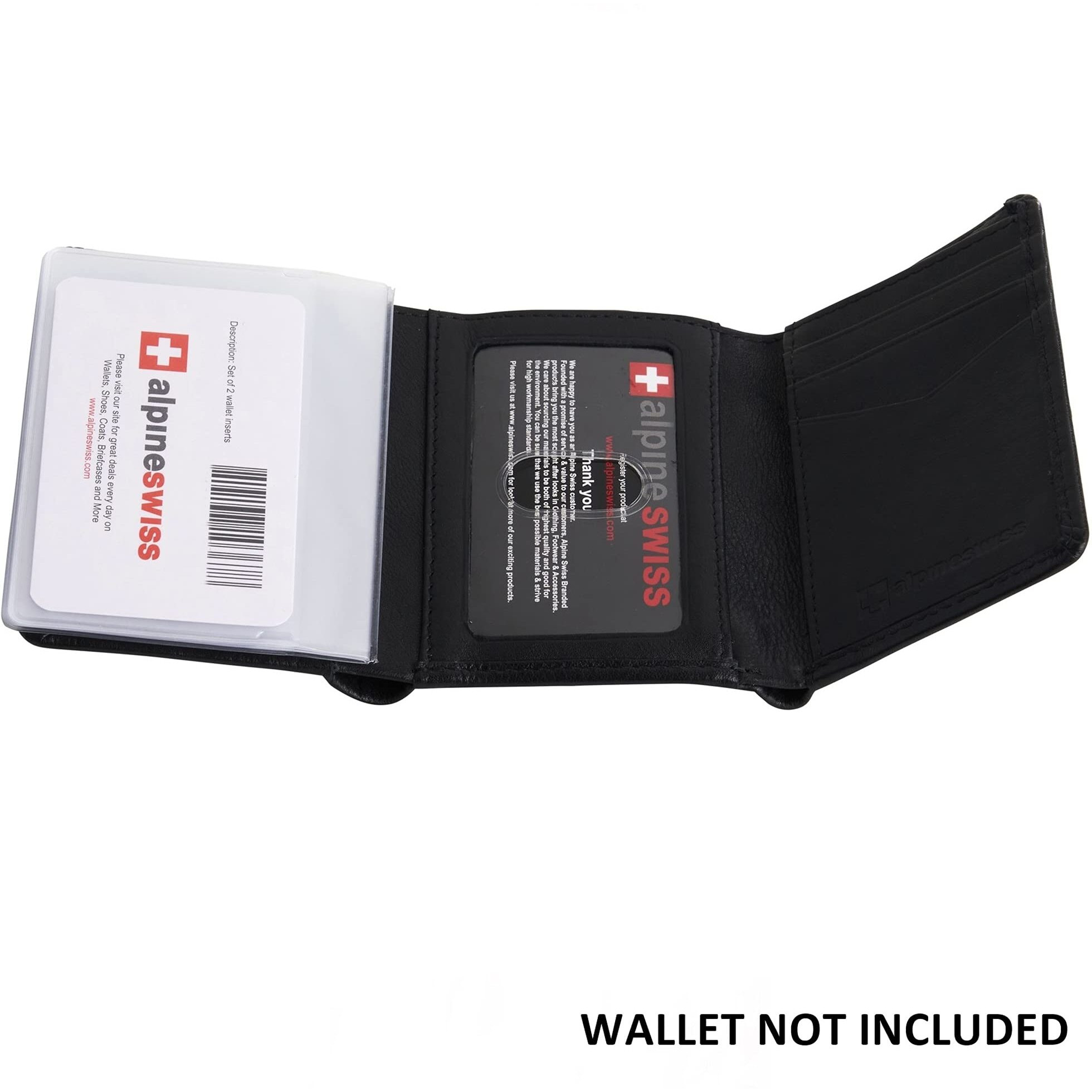 Alpine Swiss Set Of 2 Clear Plastic Wallet Inserts 12 Pages Picture Card Holder