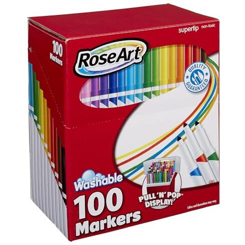 Roseart Supertip Washable Markers 100-Count Assorted Colors Packaging May Vary 3438Va-24