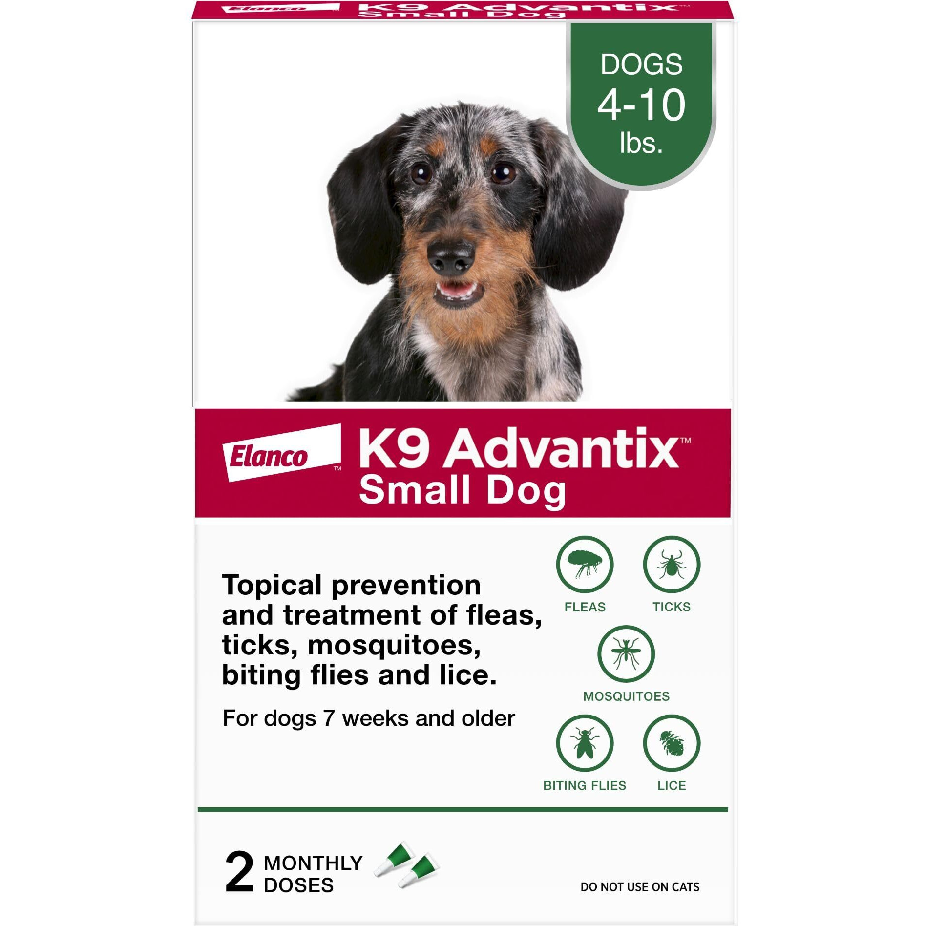 K9 Advantix Flea, Tick & Mosquito Prevention For Dogs 4-10 Lbs. | Flea Drops For Small Dogs | Apply Monthly | 2 Treatments