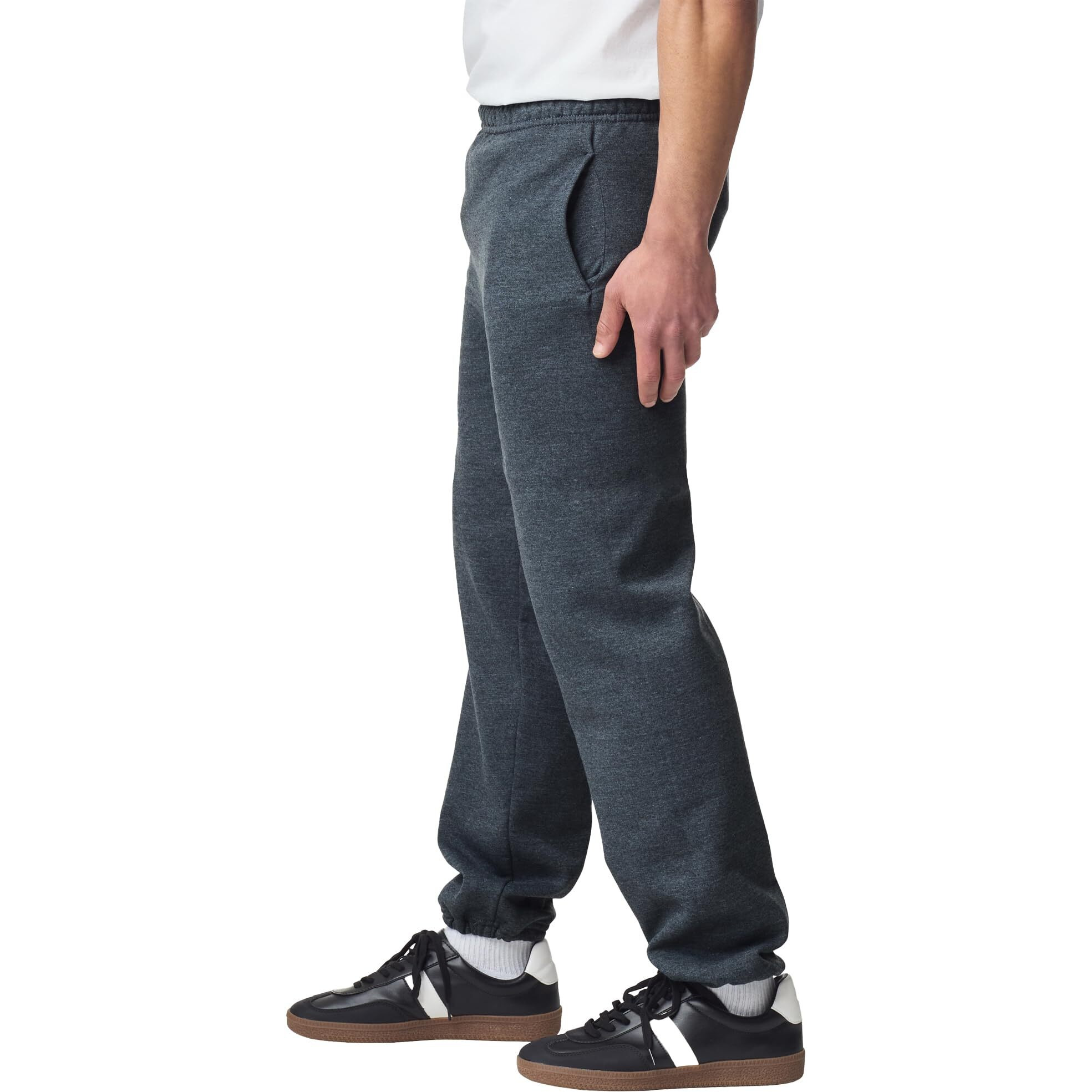Gildan Mens Fleece Elastic Bottom Sweatpants With Pockets, Style G18100 Pants, Dark Heather, Xx-Large Us